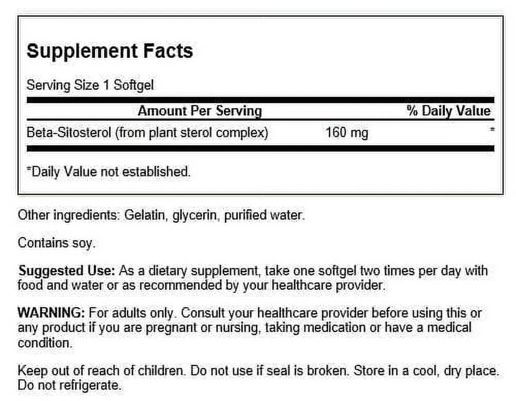 Beta Sitosterol   Maximum Strength 160 Mg 60 Sgels 4 Pack