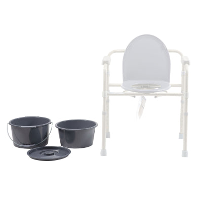 Dynarex Folding Commode Bucket - Splash Guard and Lid