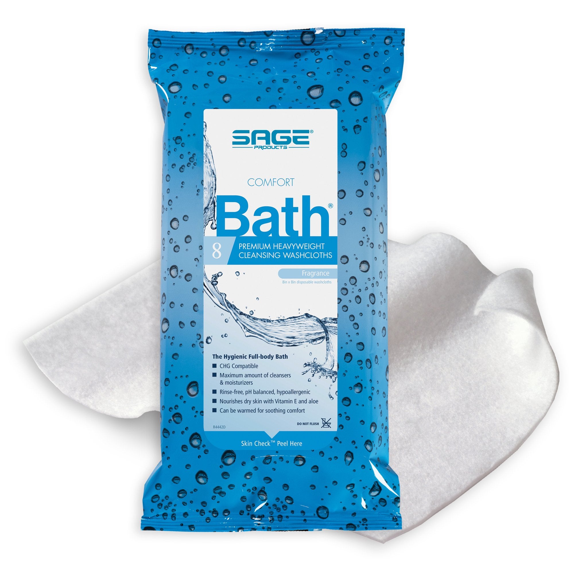 Rinse-Free Bath Wipe Comfort Bath Premium Heavyweight Soft Pack Scented 8 Count
