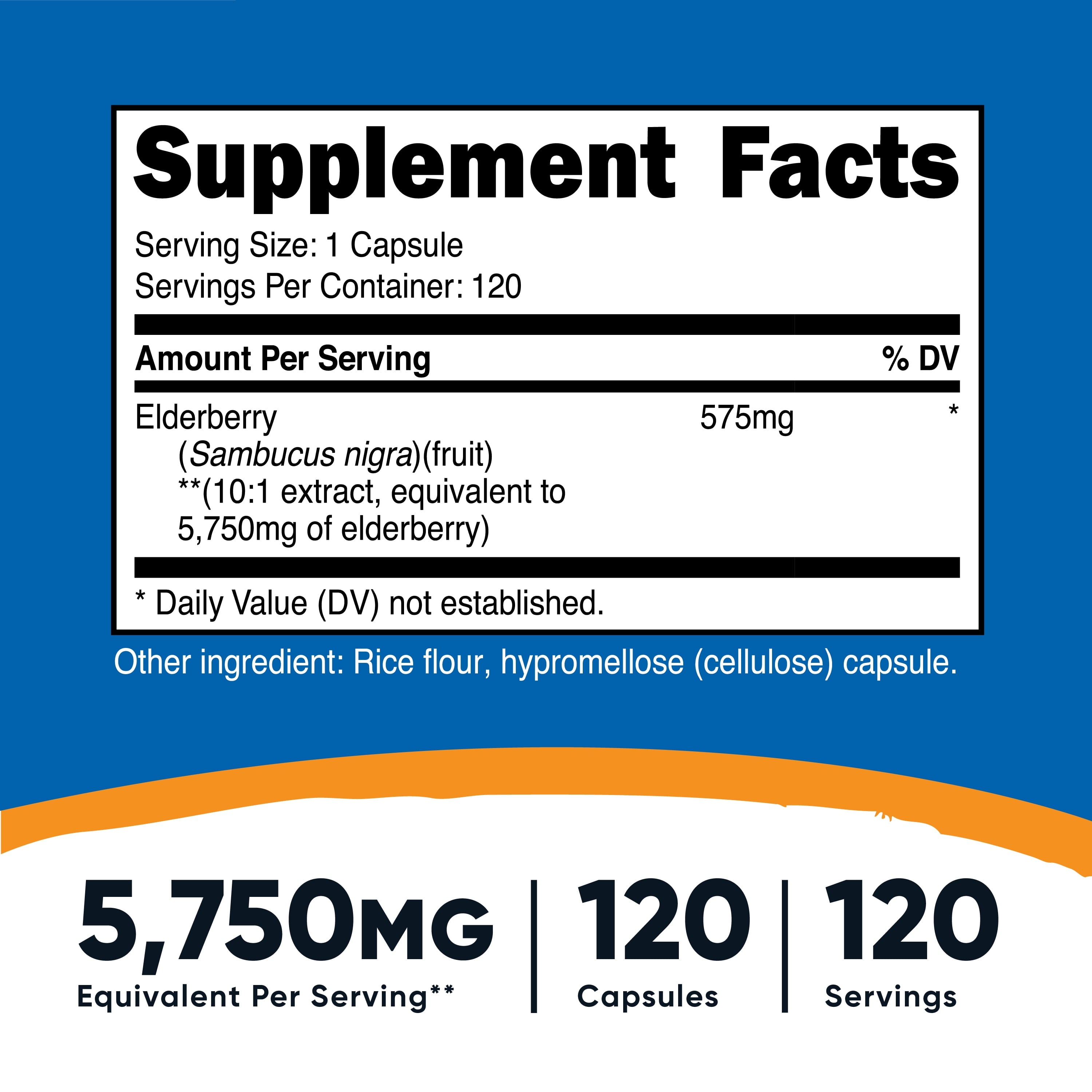 Black Elderberry Vegetarian Capsules 575Mg (120 Capsules)   Gluten Free and Non Gmo Supplement