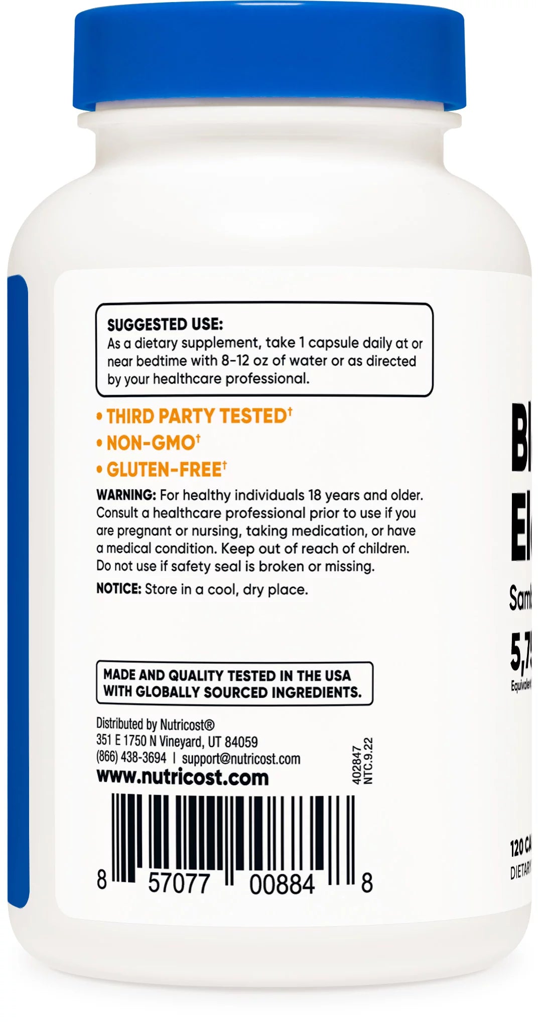 Black Elderberry Vegetarian Capsules 575Mg (120 Capsules)   Gluten Free and Non Gmo Supplement