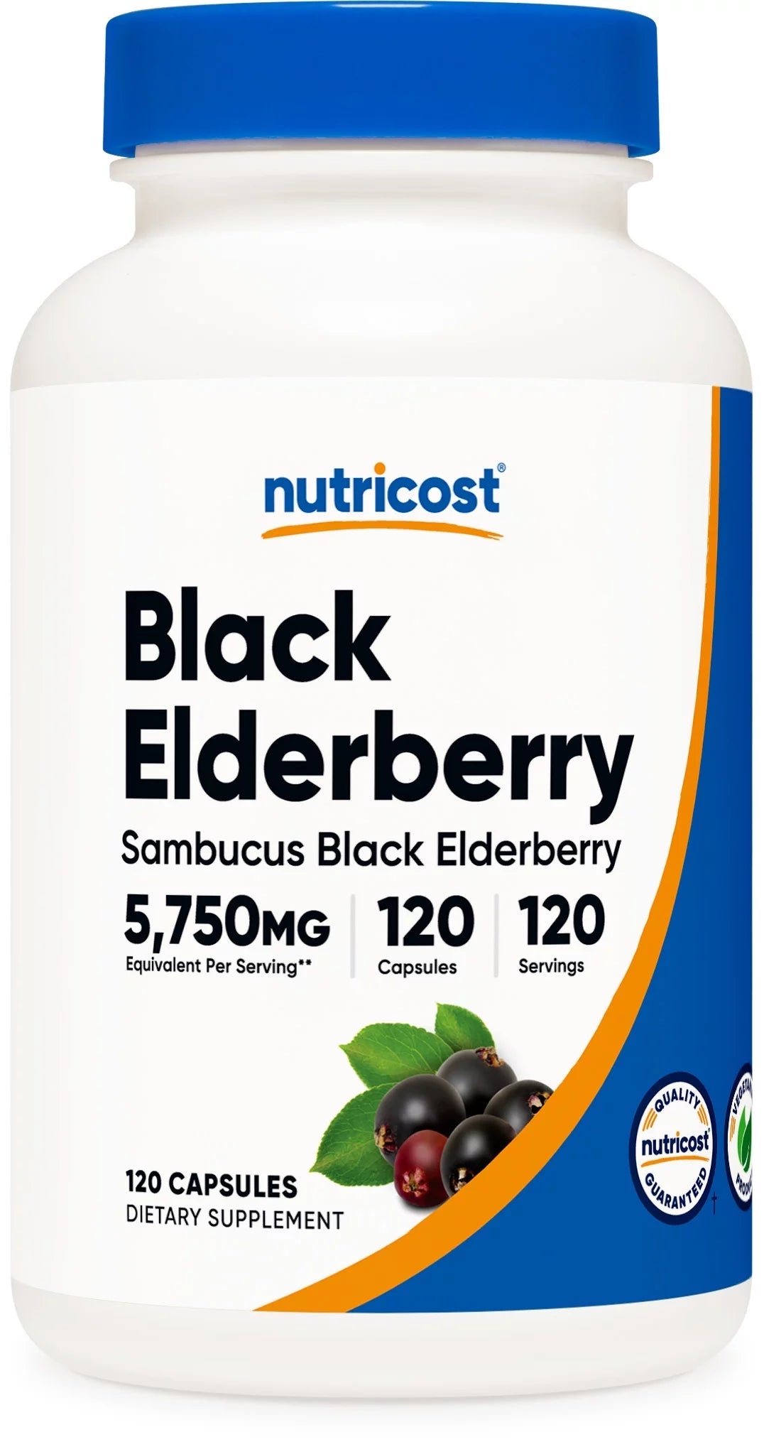 Black Elderberry Vegetarian Capsules 575Mg (120 Capsules)   Gluten Free and Non Gmo Supplement