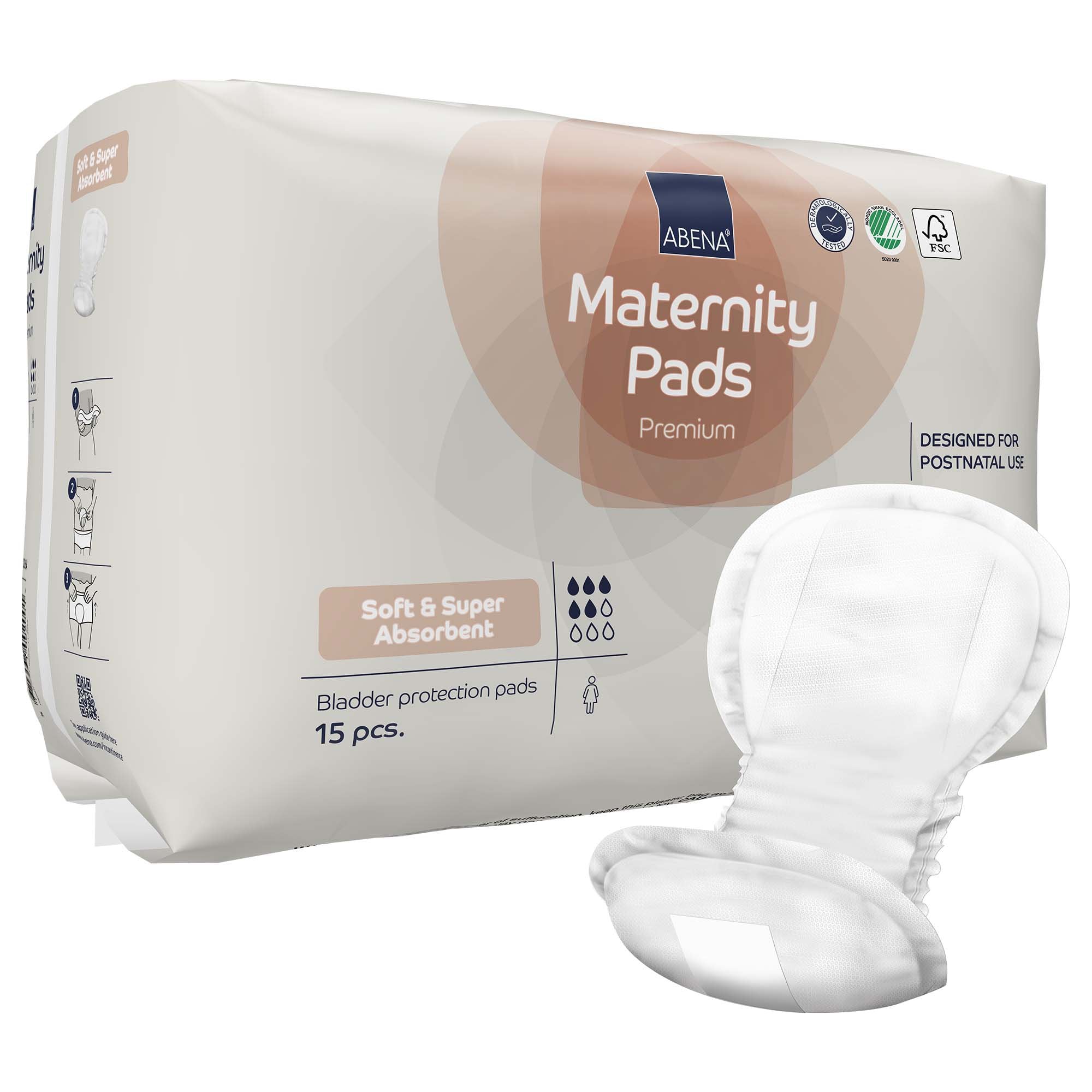 Bladder Control Pad Abena Maternity 7.8 X 16.5 Inch Moderate Absorbency Fluff / Polymer Core One Size Fits Most