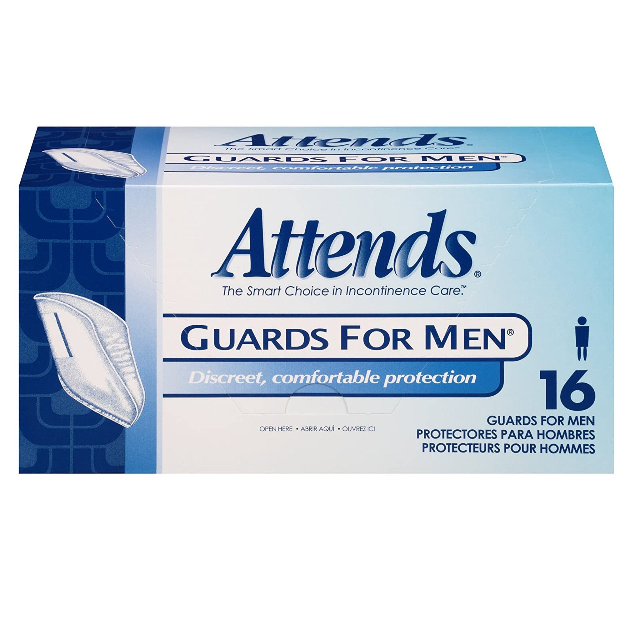 Bladder Control Pad Attends Guards For Men 5.9 X 12 1/2 Inch Light Absorbency Polymer Core One Size Fits Most