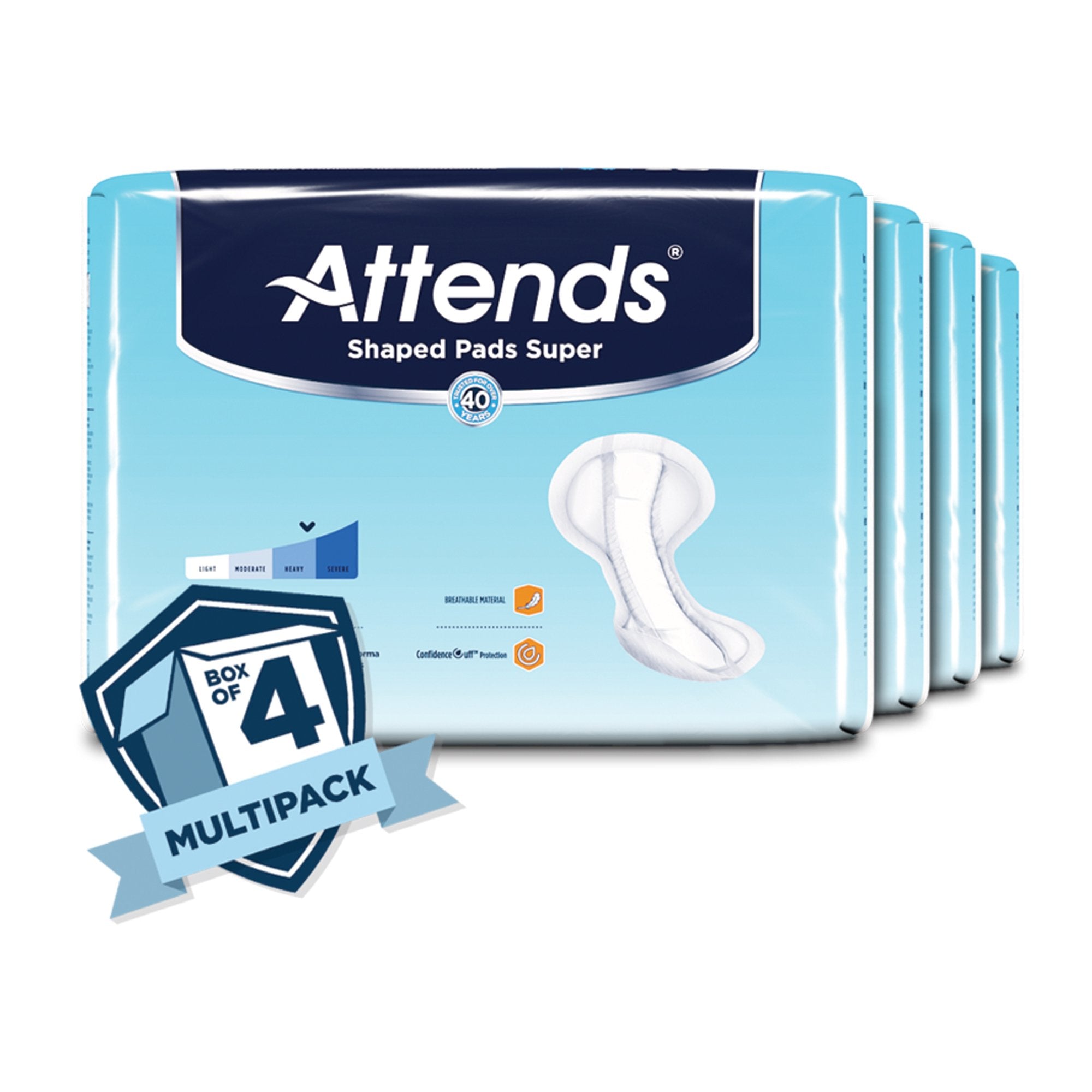 bladder control pad attends shaped pads super 13 x 27 2 inch heavy absorbency polymer core one size fits most packaging type case
