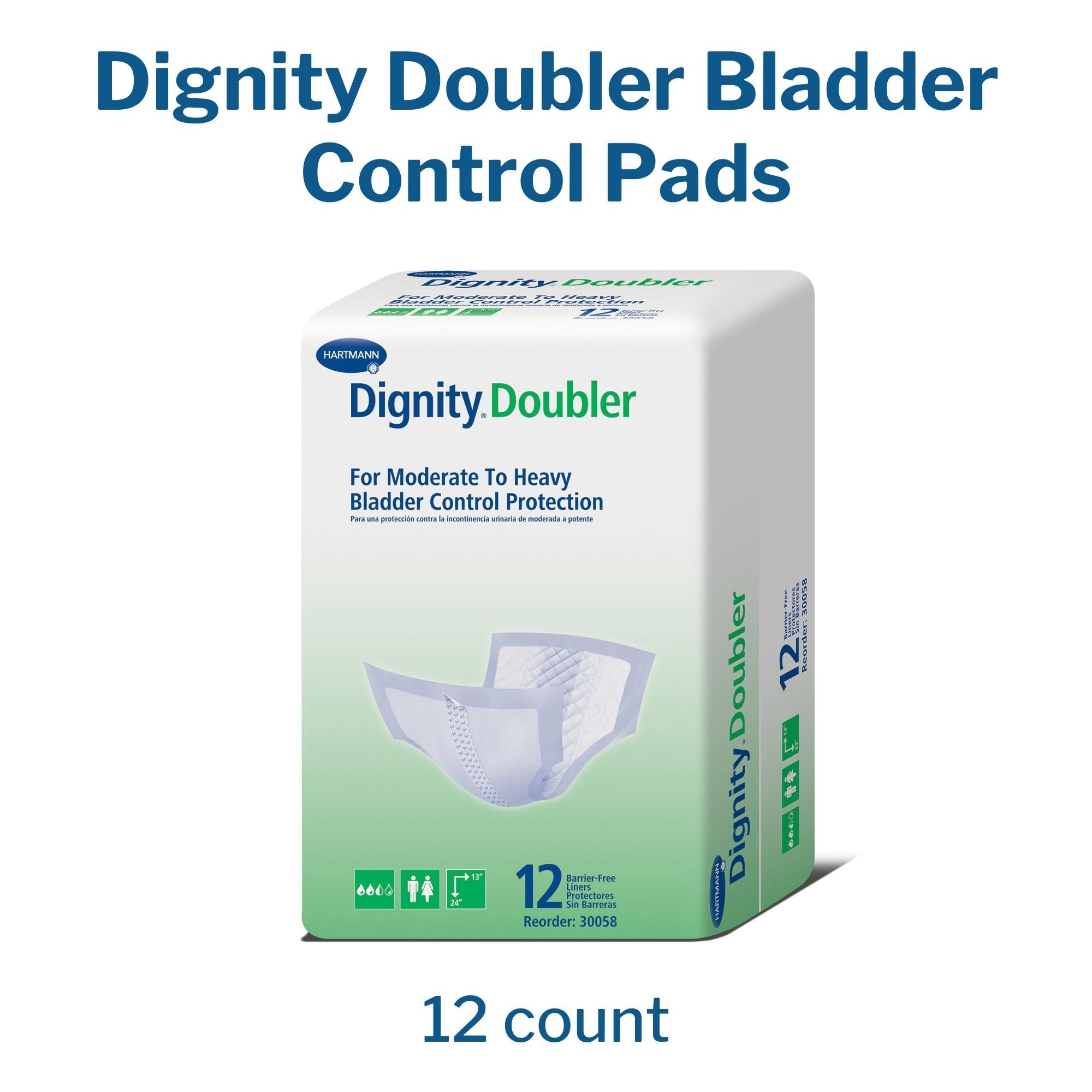 bladder control pad dignity doubler 13 x 24 inch moderate absorbency polymer core one size fits most packaging type case