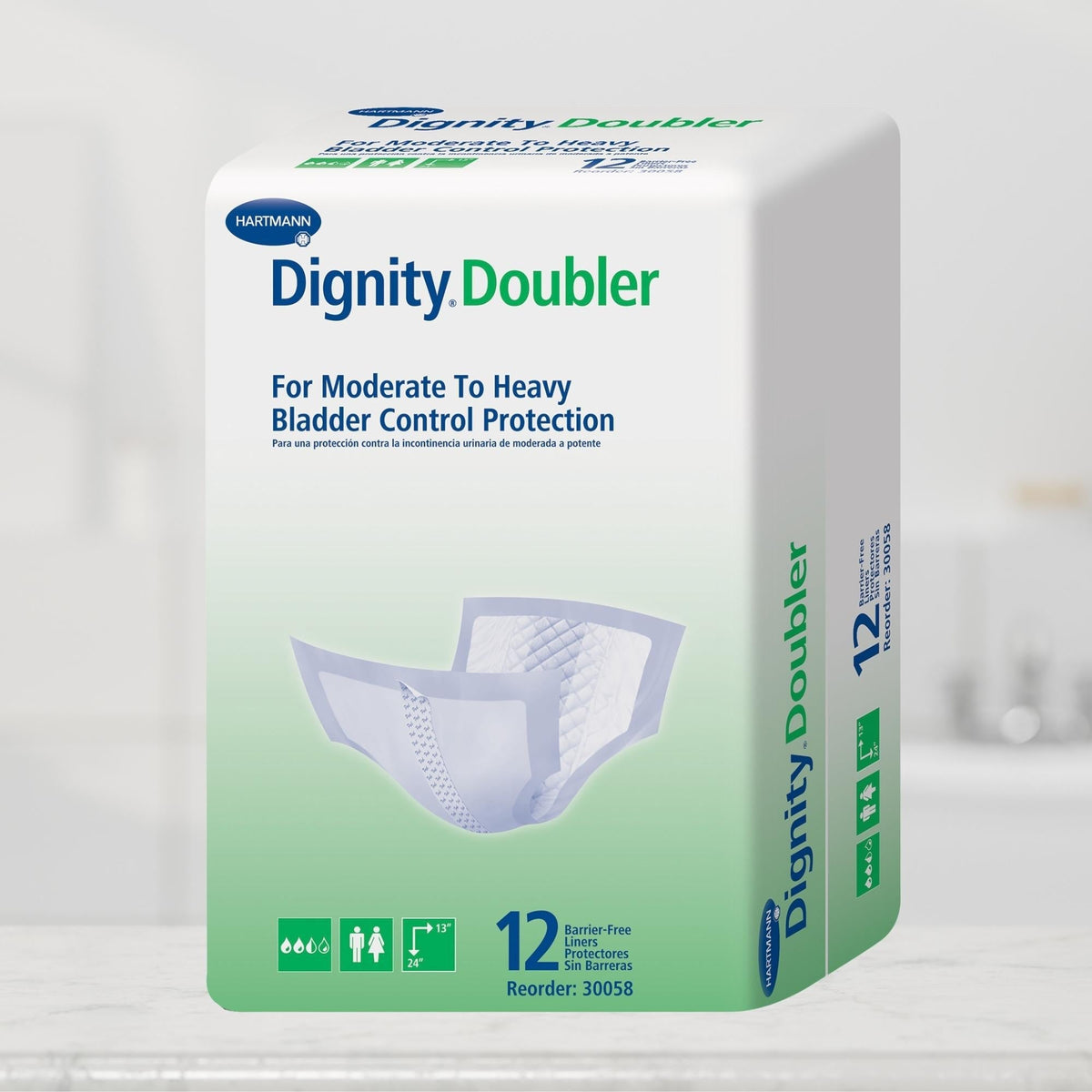 bladder control pad dignity doubler 13 x 24 inch moderate absorbency polymer core one size fits most packaging type case