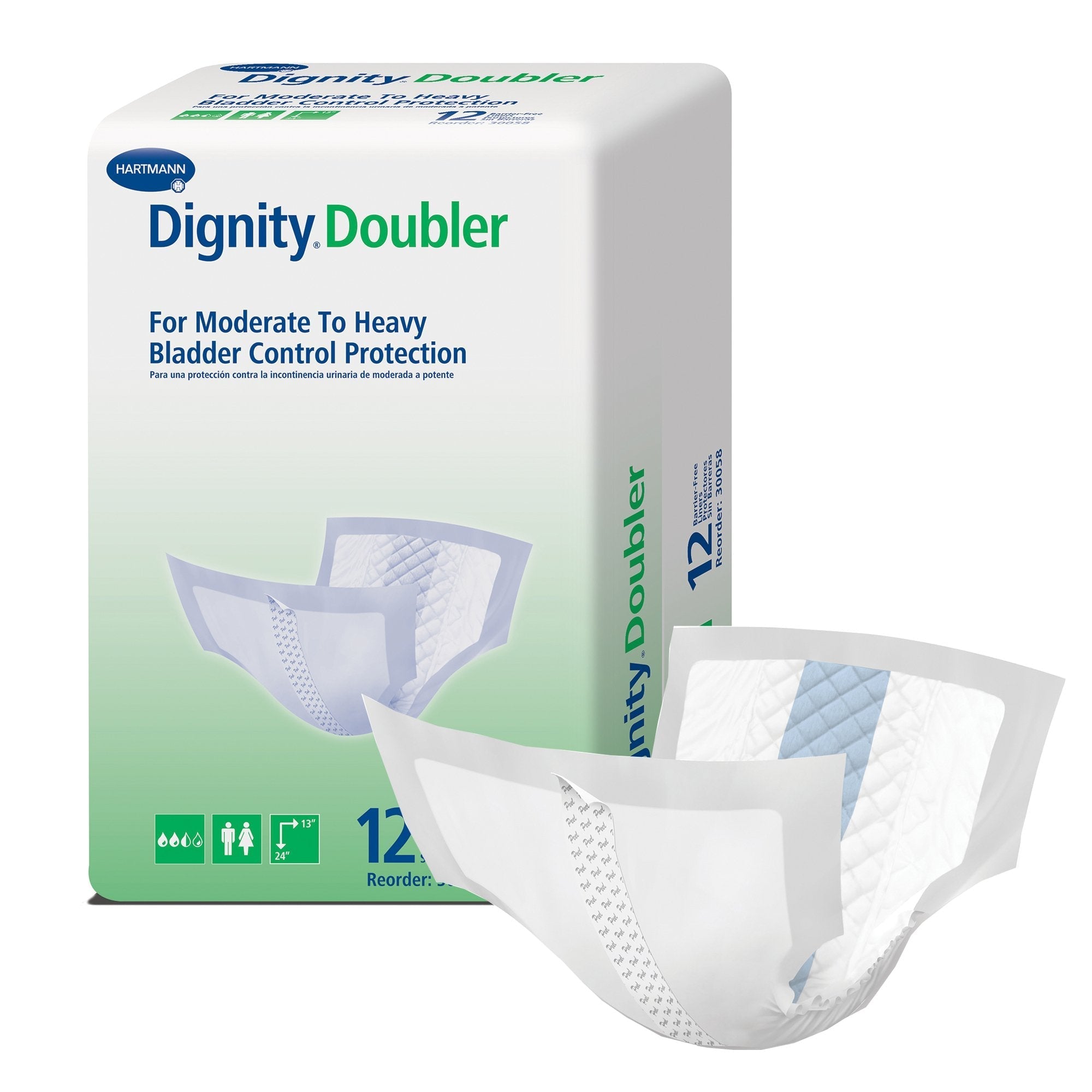 Bladder Control Pad Dignity Doubler 13 X 24 Inch Moderate Absorbency Polymer Core One Size Fits Most