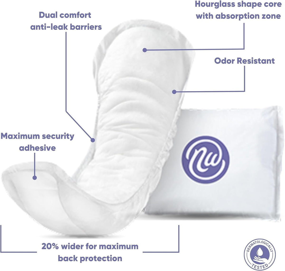 bladder control pad nexwear maximum long 13 3 4 inch length heavy absorbency super absorbent core one size fits most packaging type case