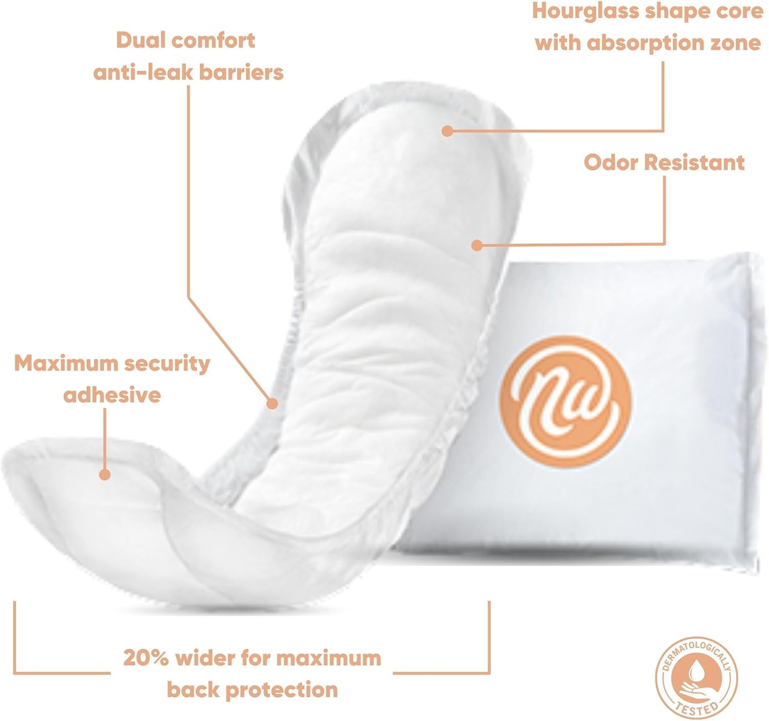 bladder control pad nexwear moderate 10 inch length moderate absorbency super absorbent core one size fits most packaging type case