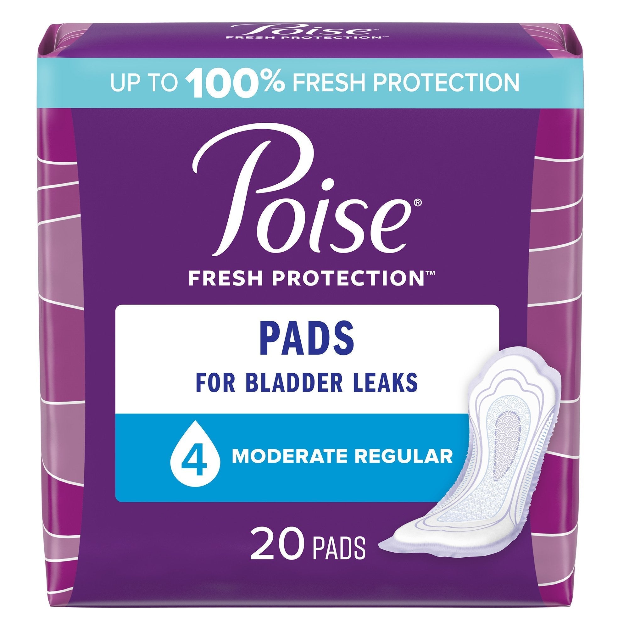 Bladder Control Pad Poise Fresh Protection 10.9 Inch Length Moderate Absorbency Sodium Polyacrylate Core One Size Fits Most
