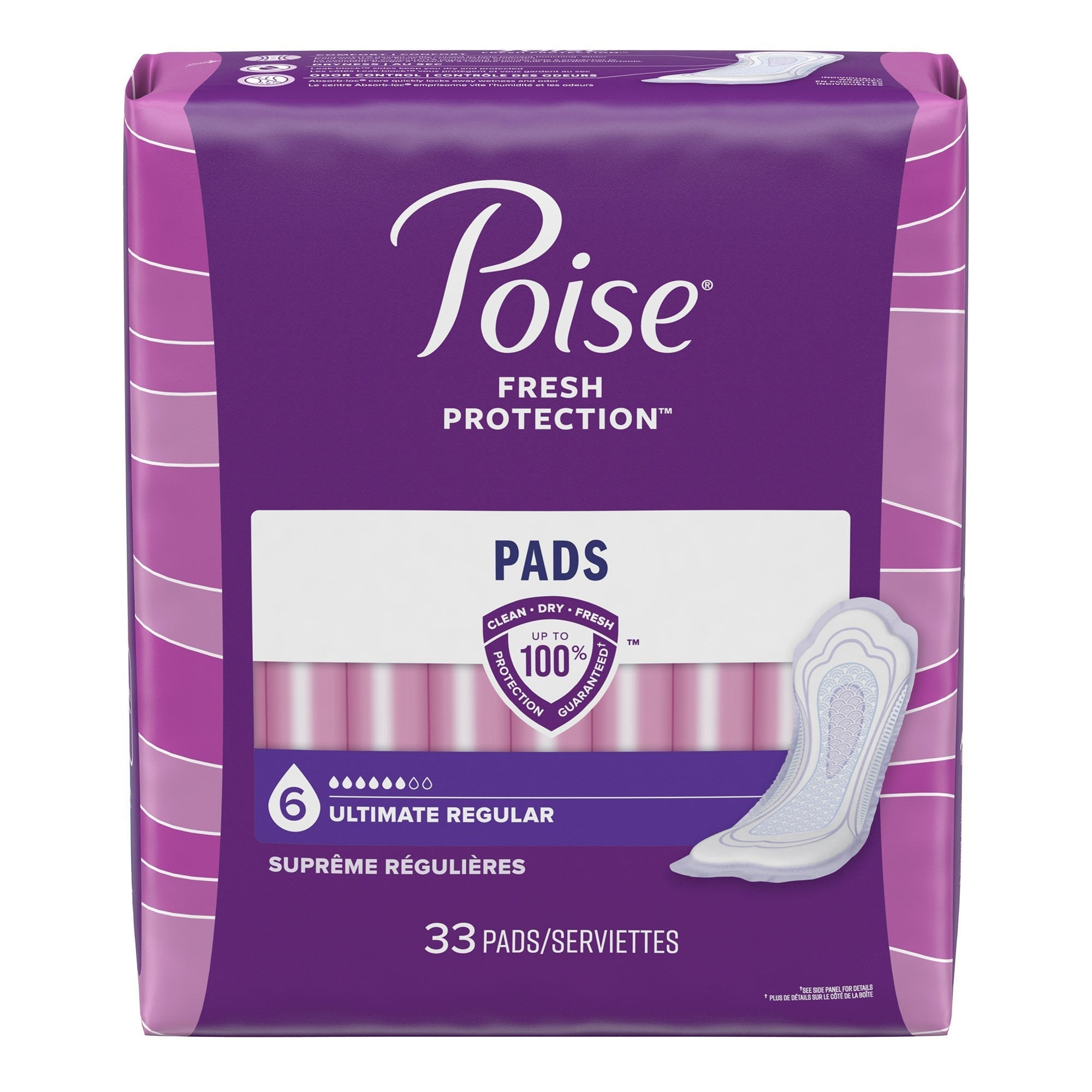 Bladder Control Pad Poise Fresh Protection 3 1/2 X 16 Inch Heavy Absorbency Sodium Polyacrylate Core One Size Fits Most