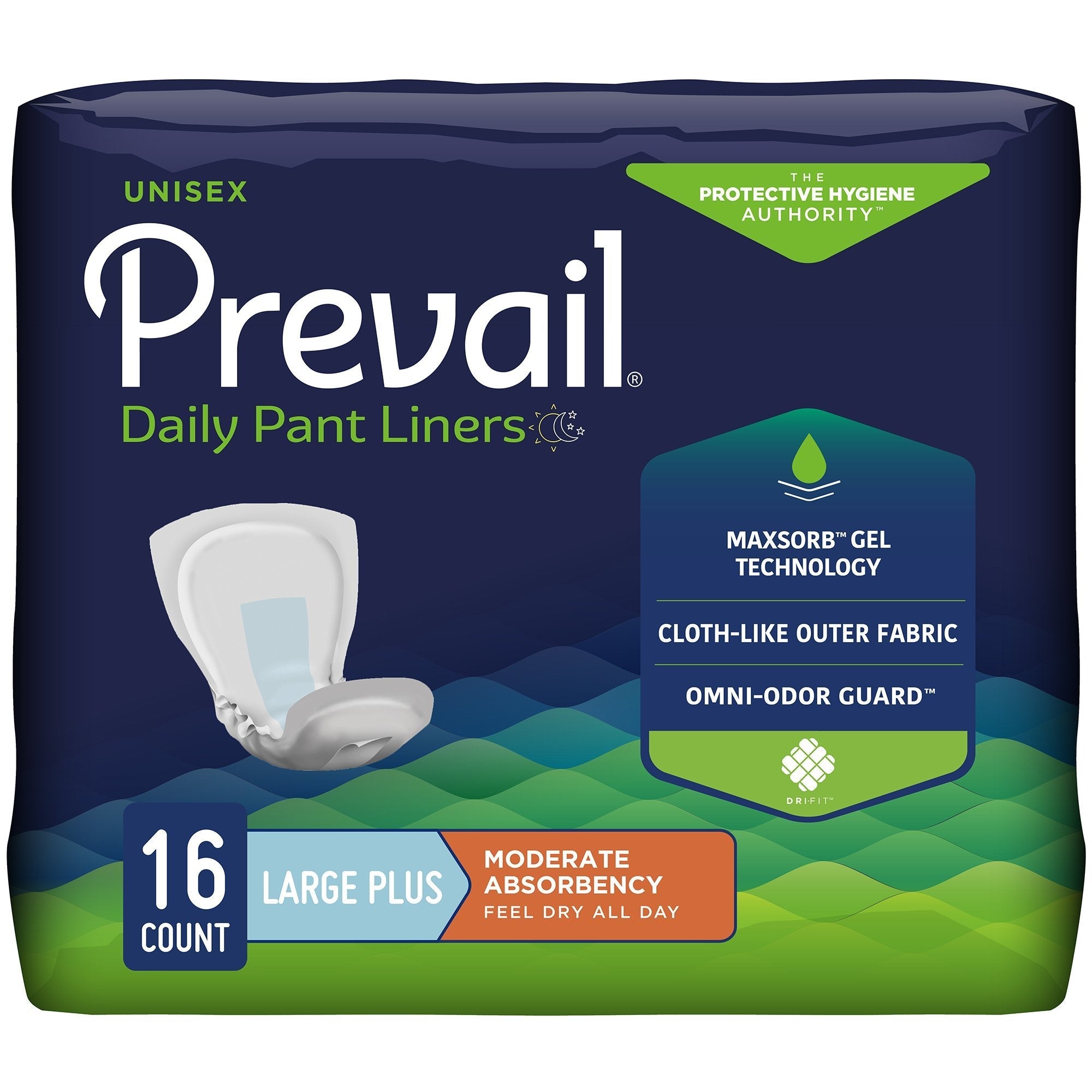 Incontinence Liner Prevail Daily Pant Liners 28 Inch Length Moderate Absorbency Polymer Core Large Plus