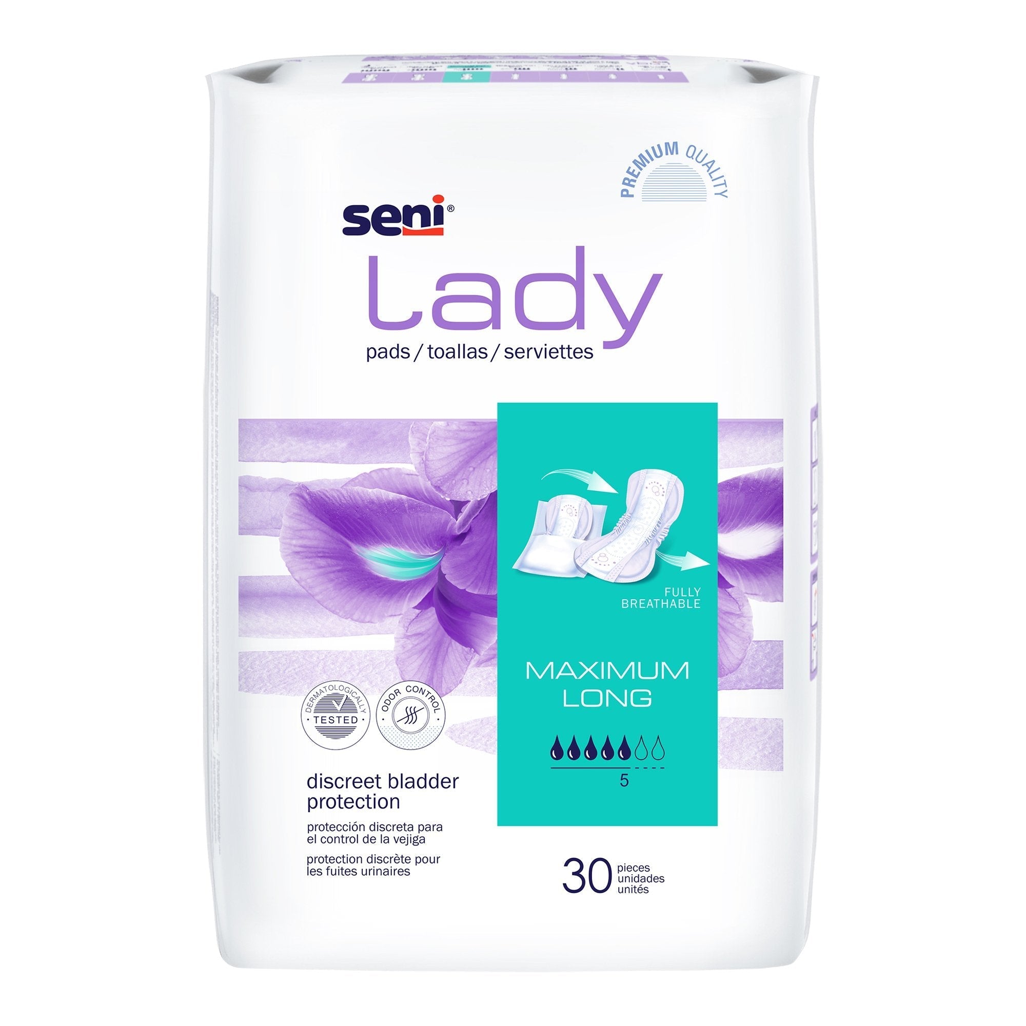 Bladder Control Pad Seni Lady Maximum 11 Inch Length Moderate Absorbency Super Absorbent Core One Size Fits Most
