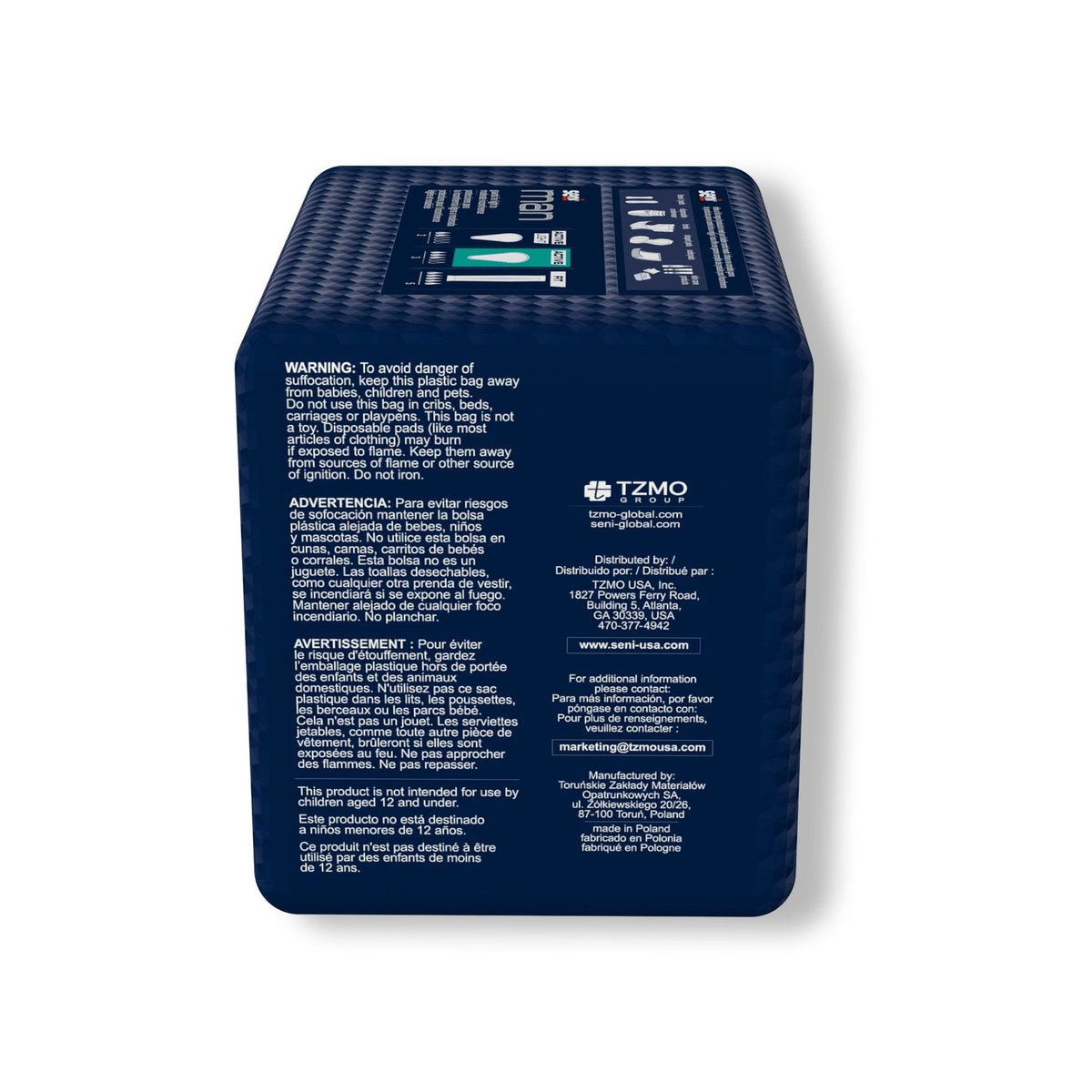 bladder control pad seni man active 8 9 10 x 10 3 5 inch moderate absorbency super absorbent core one size fits most packaging type case