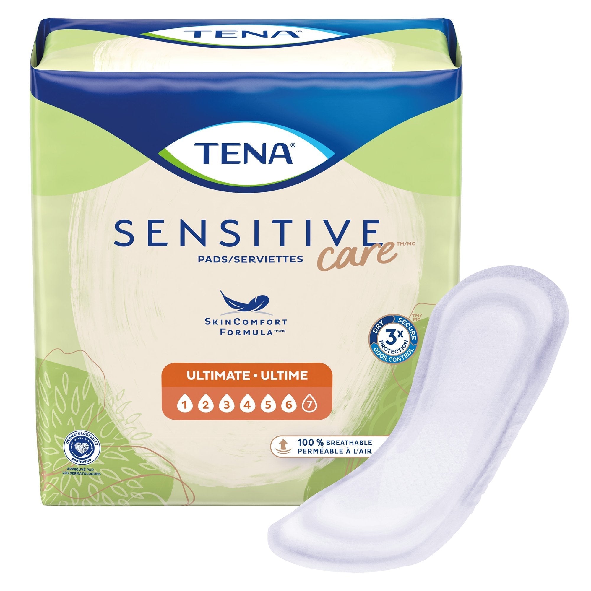 Bladder Control Pad TENA Sensitive Care Ultimate 16 Inch Length Heavy Absorbency Dry Fast Core One Size Fits Most