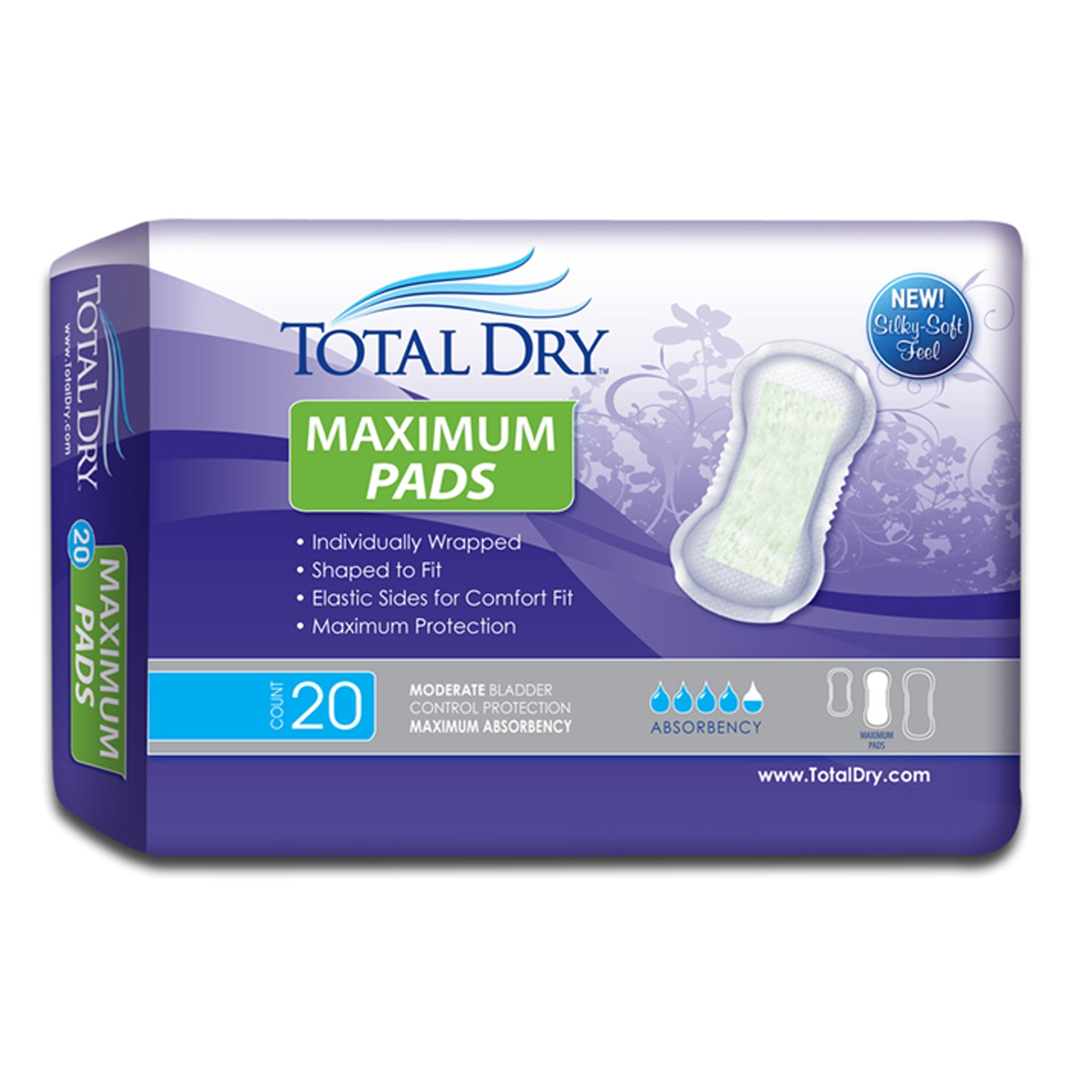 Bladder Control Pad TotalDry 13 3/4 Inch Length Moderate Absorbency Polymer Core Regular