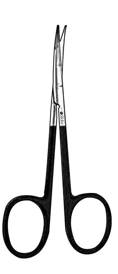 Blepharoplasty Scissors Sklar Kaye 4 1/2 Inch Length OR Grade Stainless Steel NonSterile Finger Ring Handle Curved Blunt Tip / Blunt Tip