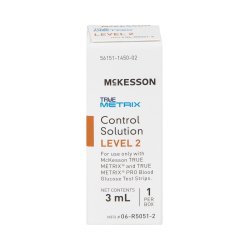 blood glucose control solution mckesson true metrix 3 ml level 2 packaging type each