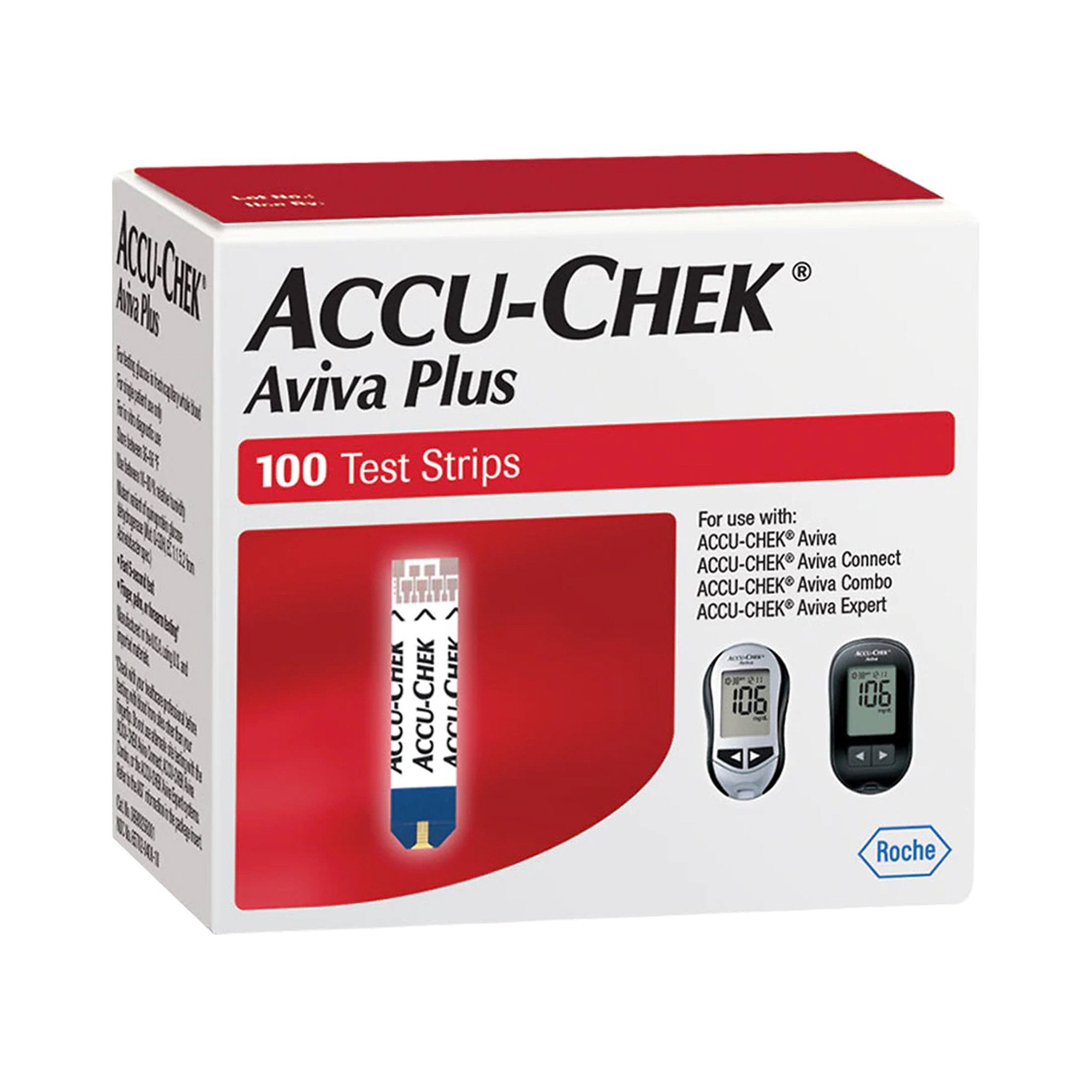 Blood Glucose Test Strips Accu Chek Aviva Plus 100 Strips per Pack