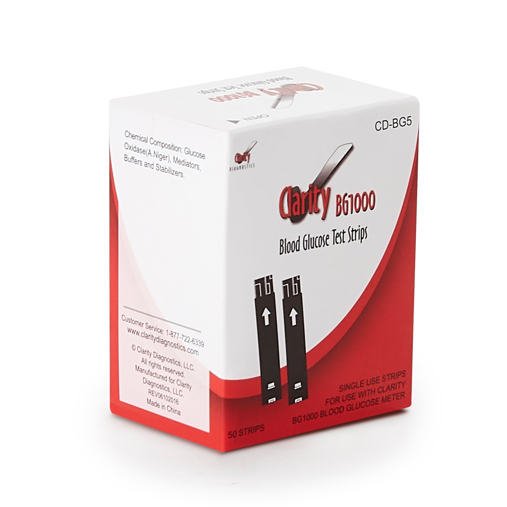 blood glucose test strips clarity bg1000 50 strips per pack
