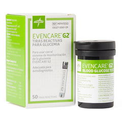 Blood Glucose Test Strips EvenCare G2 50 Strips per Pack