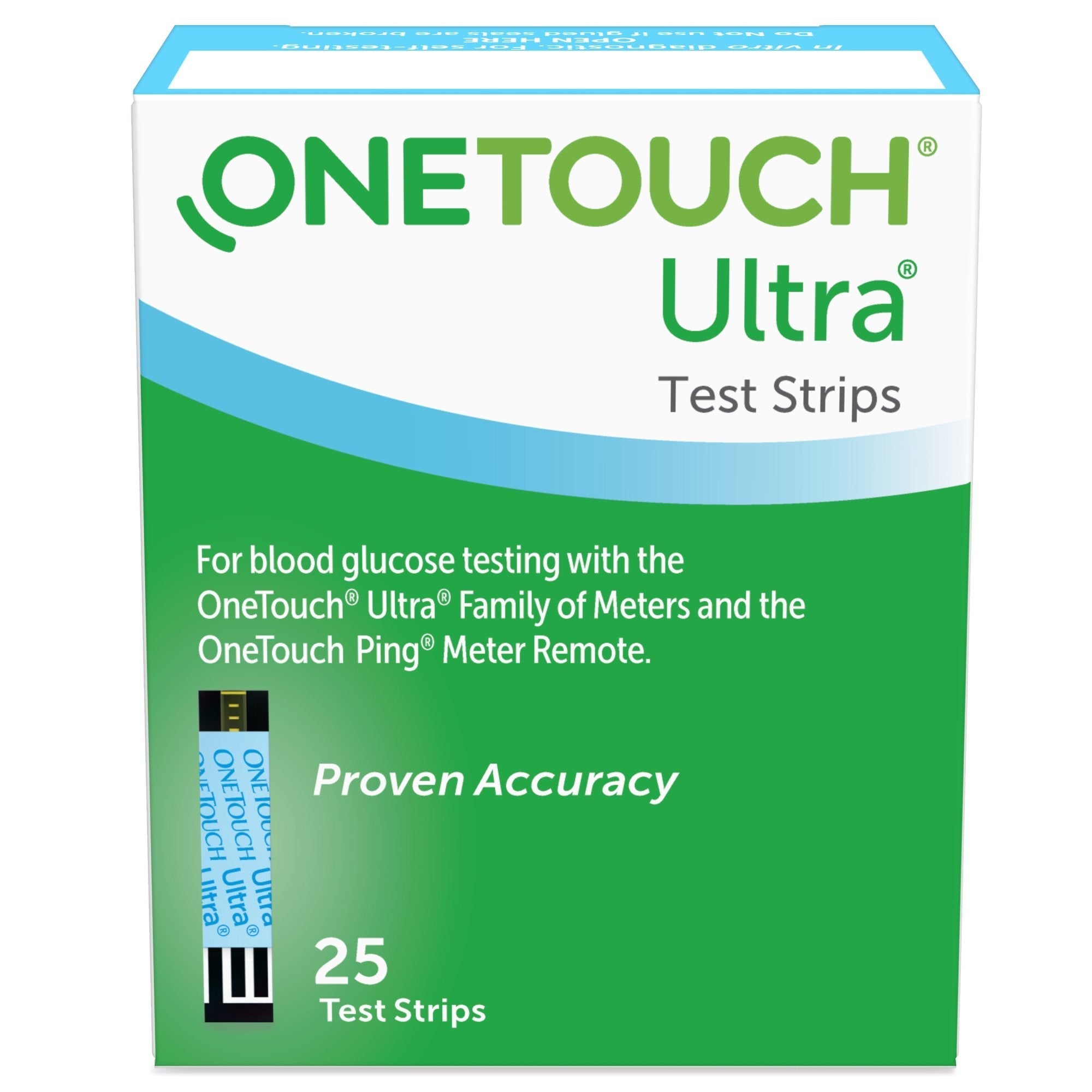 Blood Glucose Test Strips OneTouch Ultra 2 25 Strips per Pack