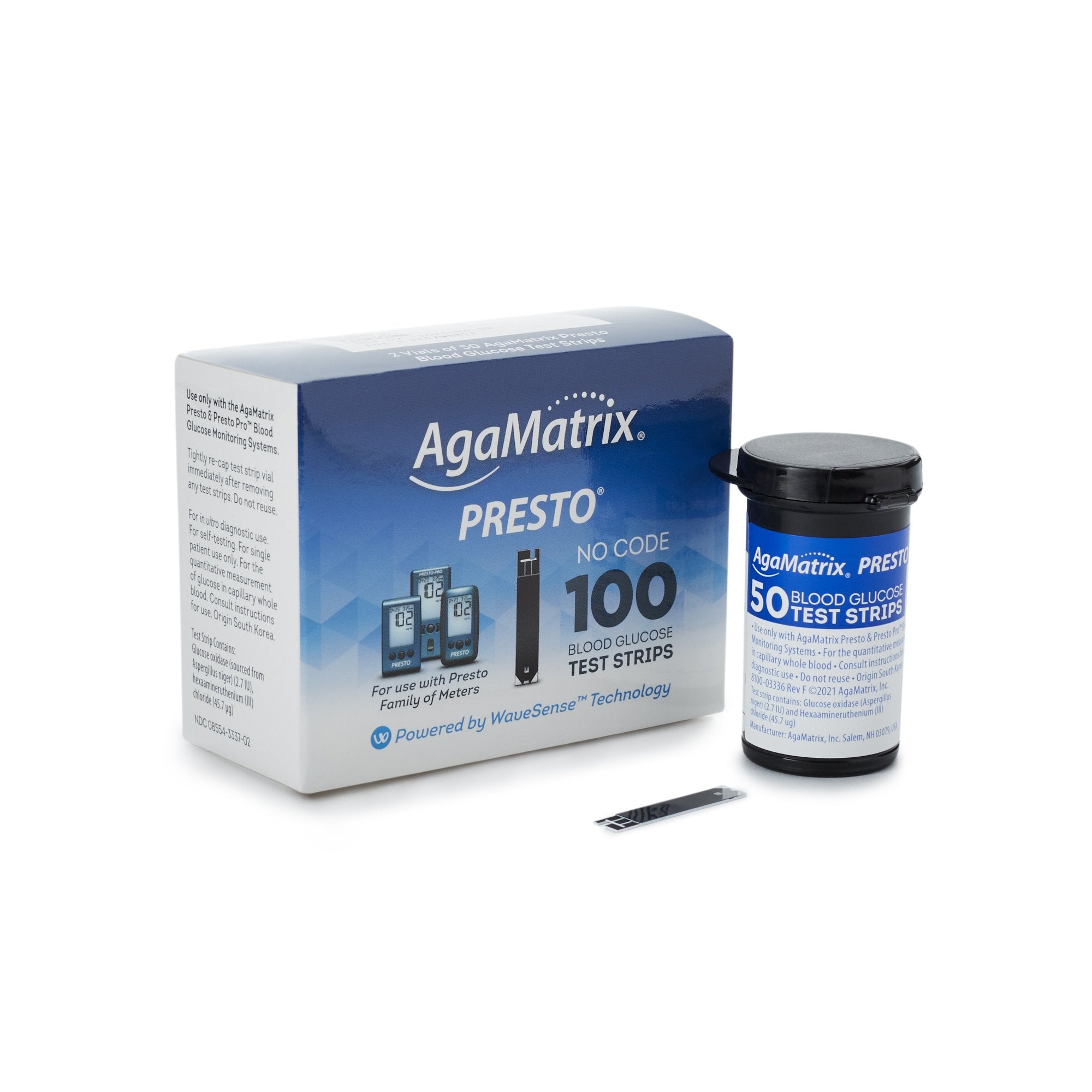 Blood Glucose Test Strips Wavesense Presto 100 Strips per Pack