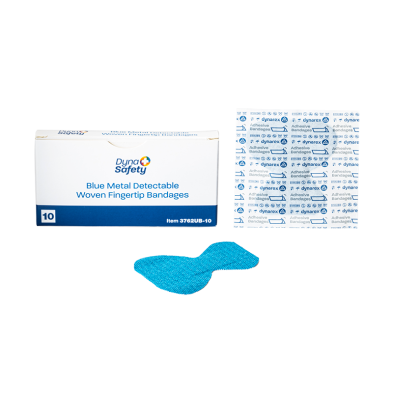blue metal detectable woven bandage fingertip