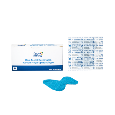 blue metal detectable woven bandage fingertip