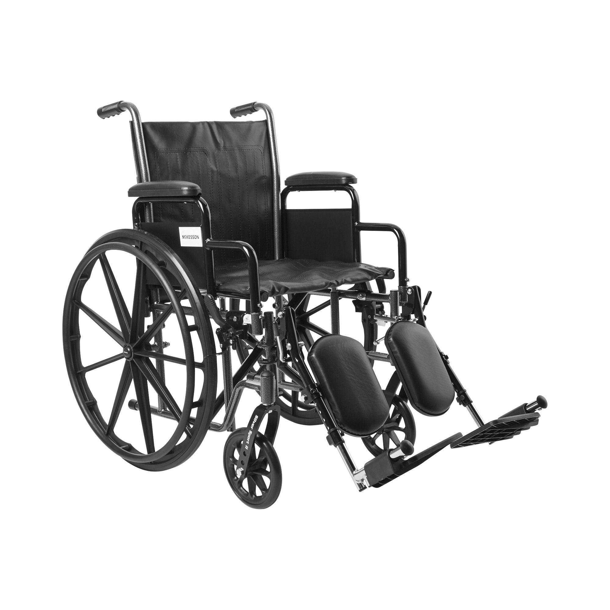 Wheelchair McKesson Dual Axle Desk Length Arm Swing Away Elevating Legrest Black Upholstery 18 Inch Seat Width Adult 300 lbs. Weight Capacity
