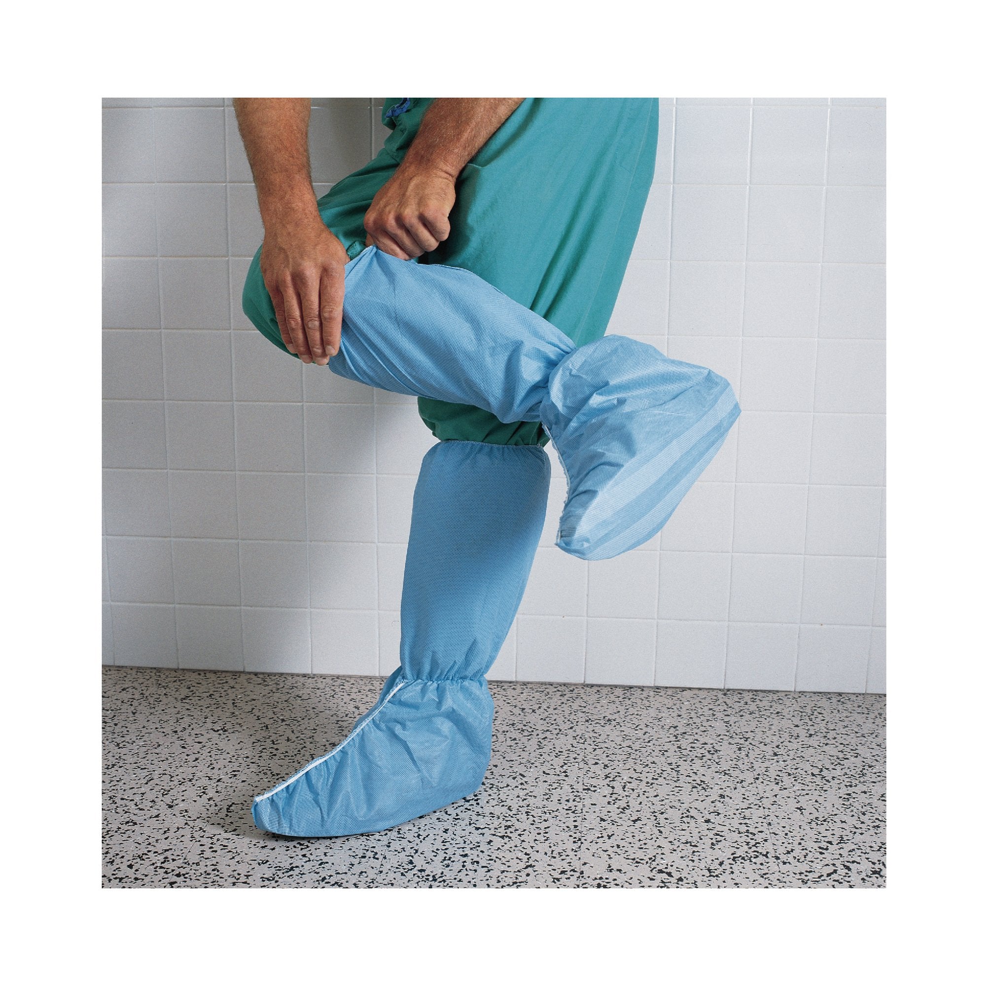 Boot Cover Hi Guard One Size Fits Most Knee High Nonskid Sole Blue NonSterile