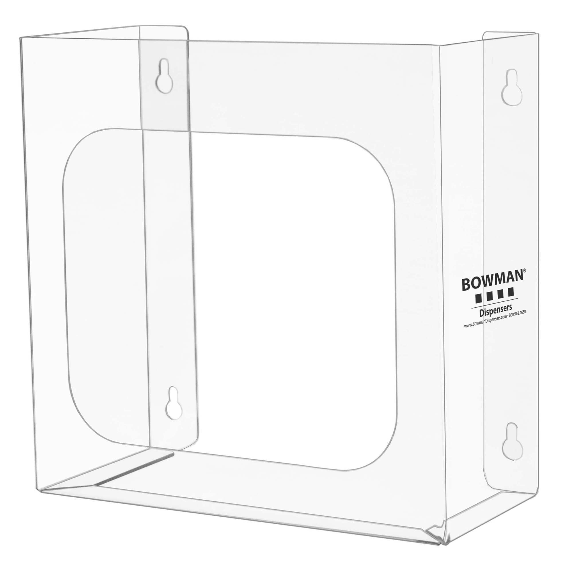 PPE Dispenser BOWMAN Wall Mount 1 Box Capacity Clear 5.26 X 11.23 X 11.39 Inch PETG Plastic