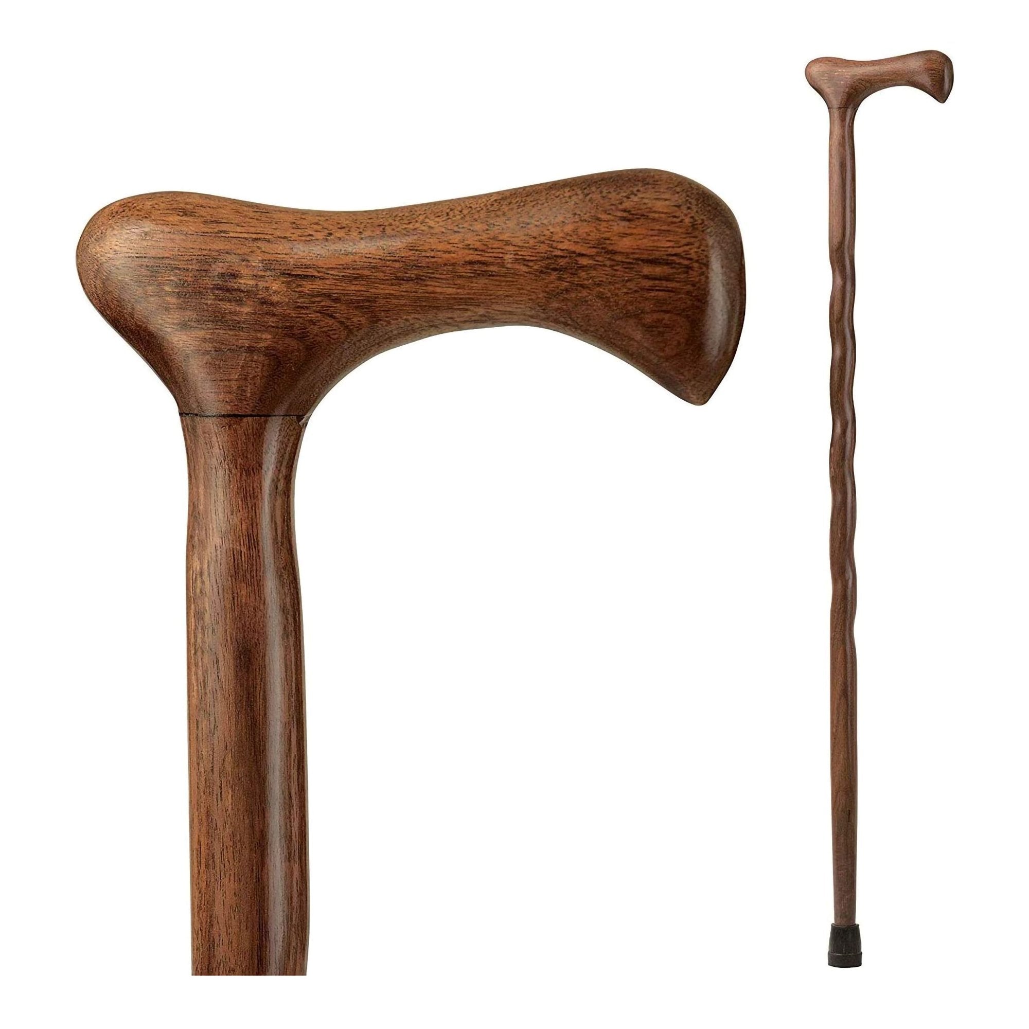 T Handle Cane Brazos Twisted Wood 37 Inch Height Walnut