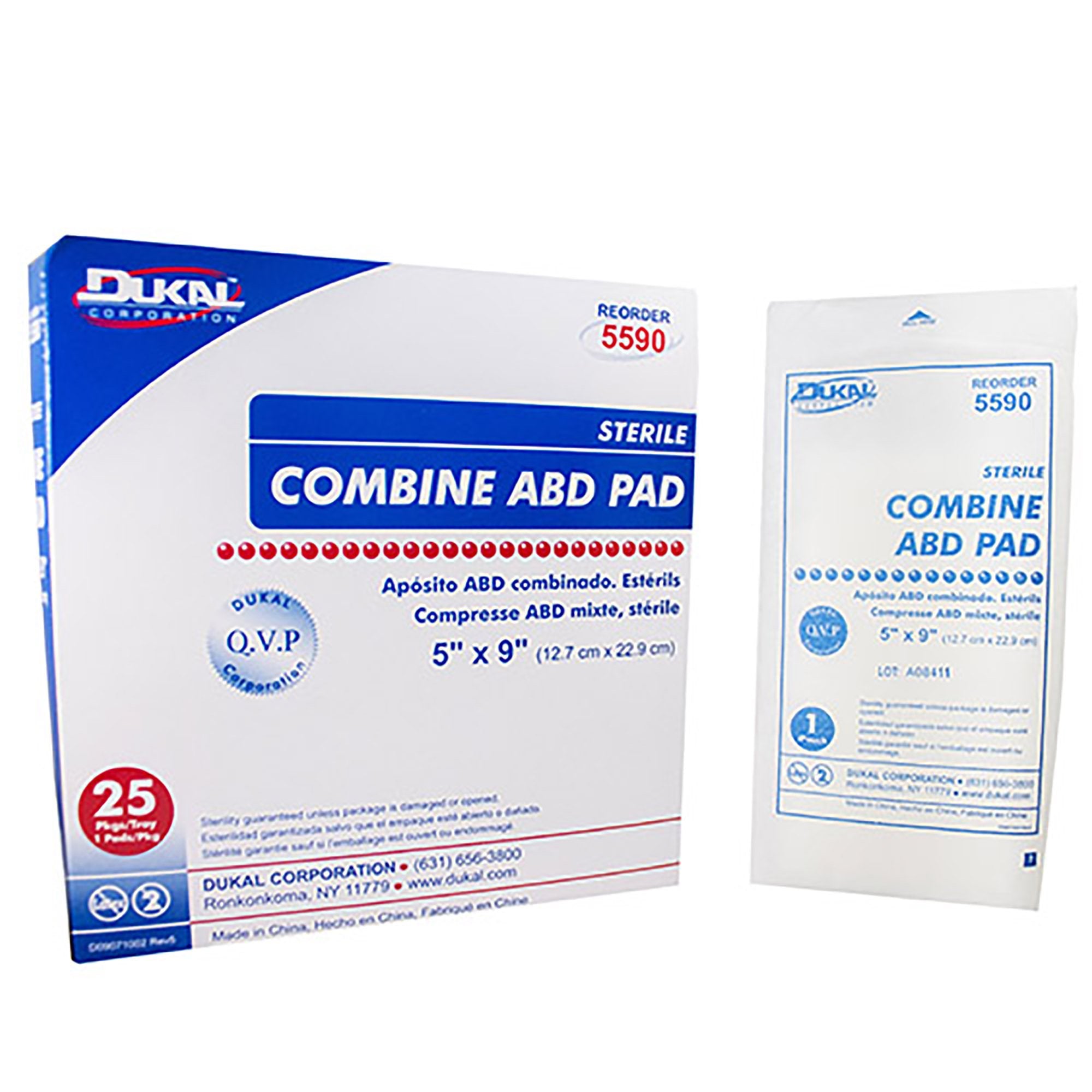 Abdominal Pad Dukal 5 X 9 Inch 1-Ply Sterile 1 per Pack
