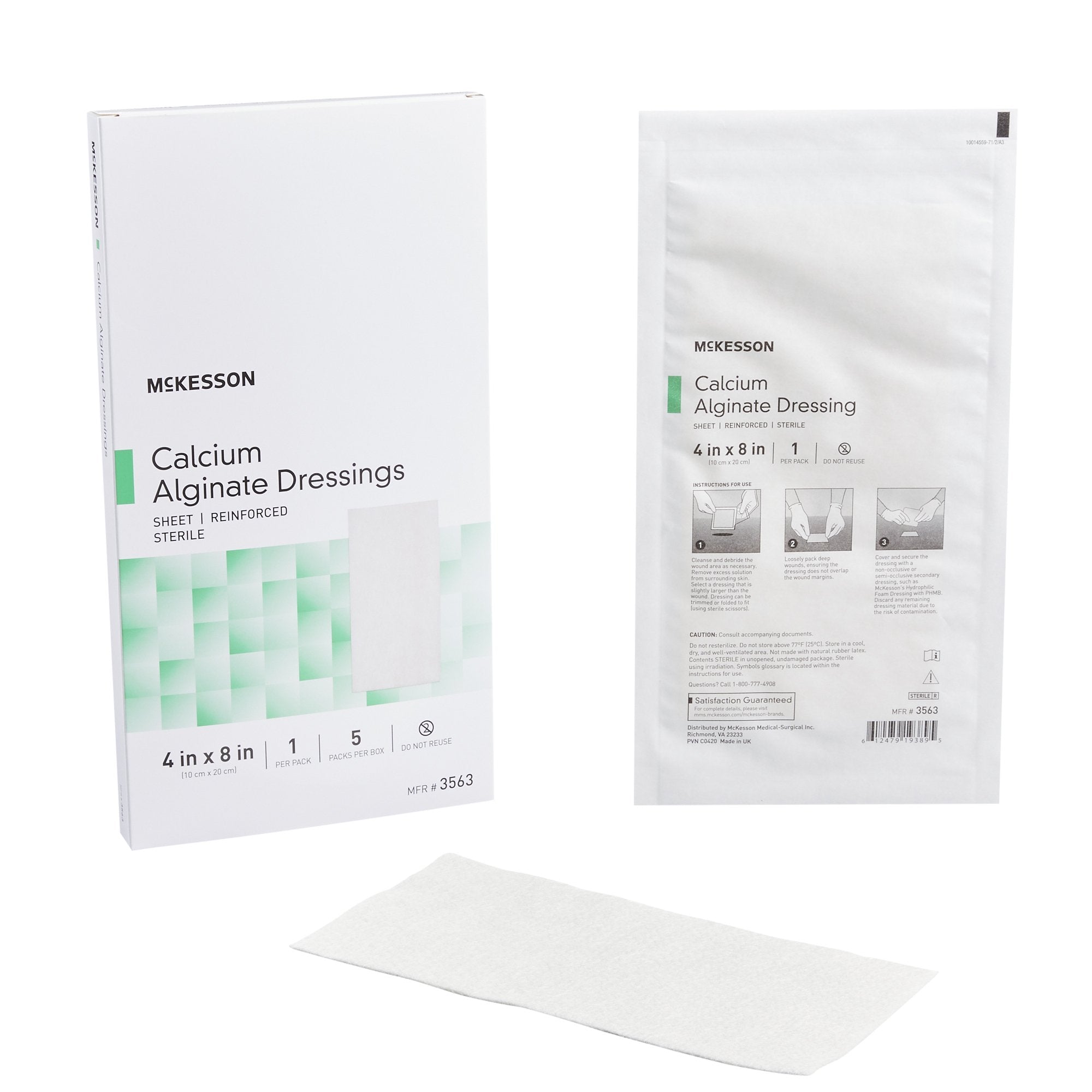 Alginate Dressing McKesson 4 X 8 Inch Rectangle