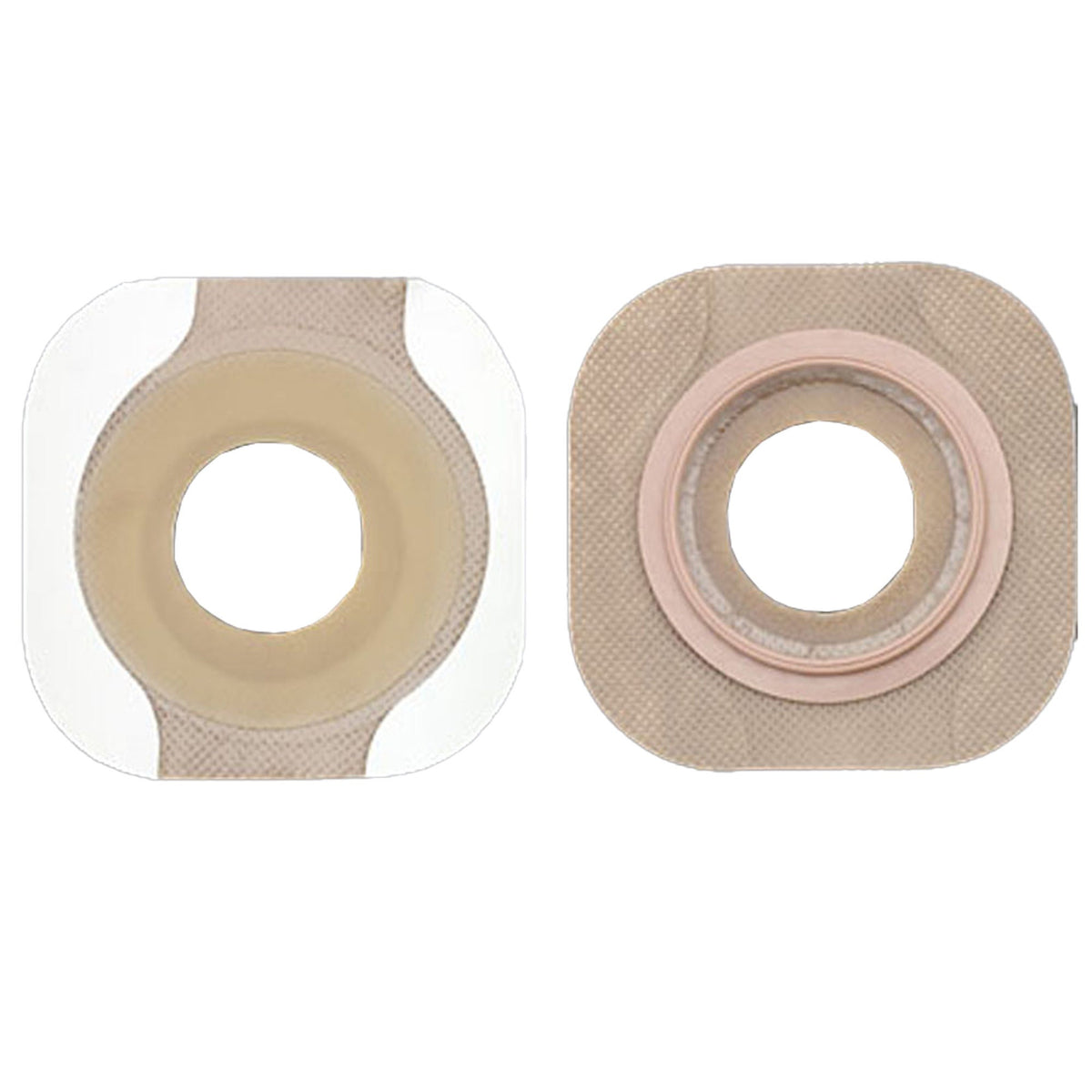 Ostomy Barrier New Image Flextend Precut, Extended Wear Adhesive Tape 44 mm Flange Green Code System Hydrocolloid 1 Inch Opening | 5/Box 57 mm Flange Red | 1-3/8 Inch · Box of 5