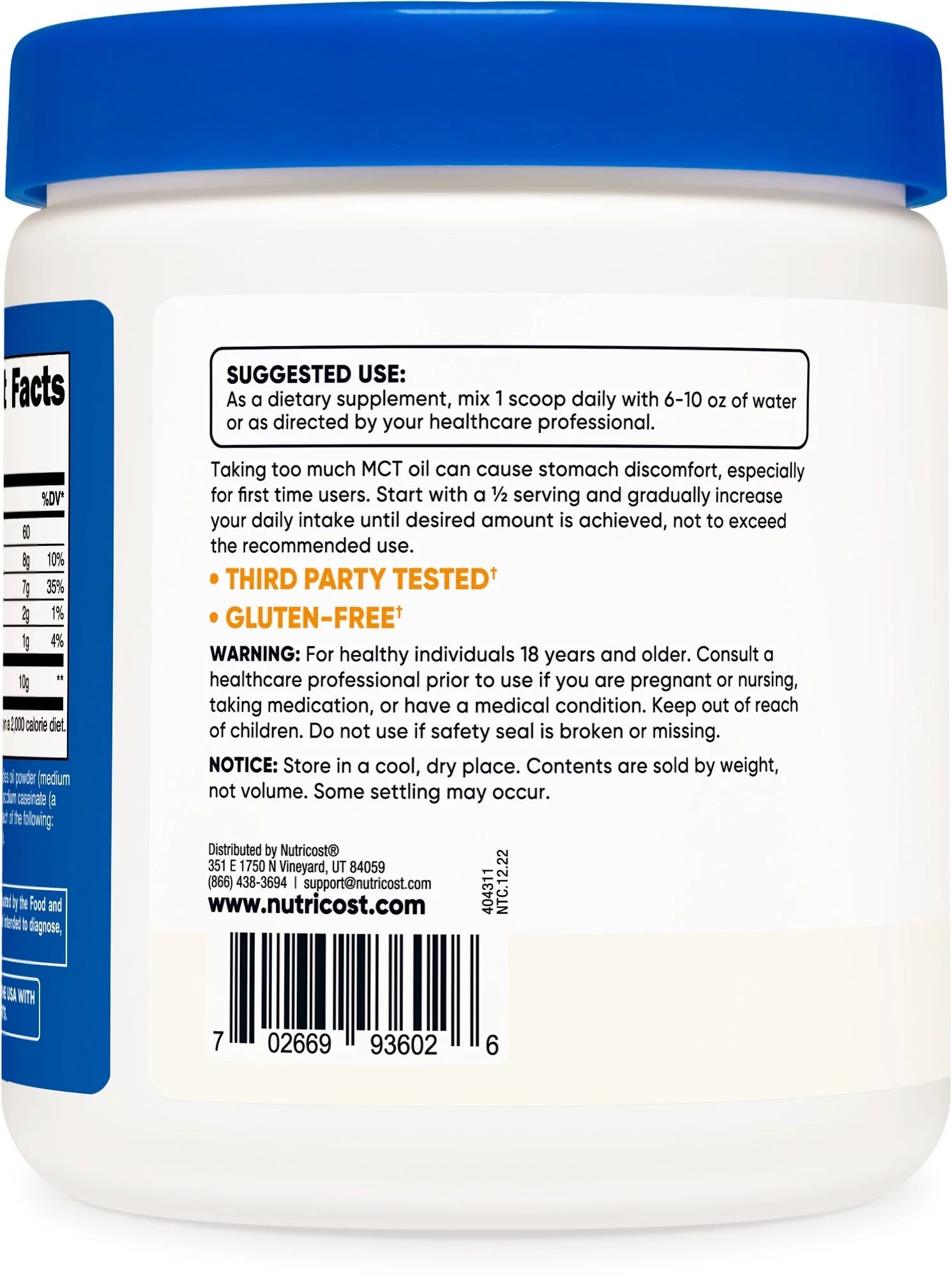 C8 MCT Oil Powder .5LB   95% C8 MCT Oil Powder Supplement