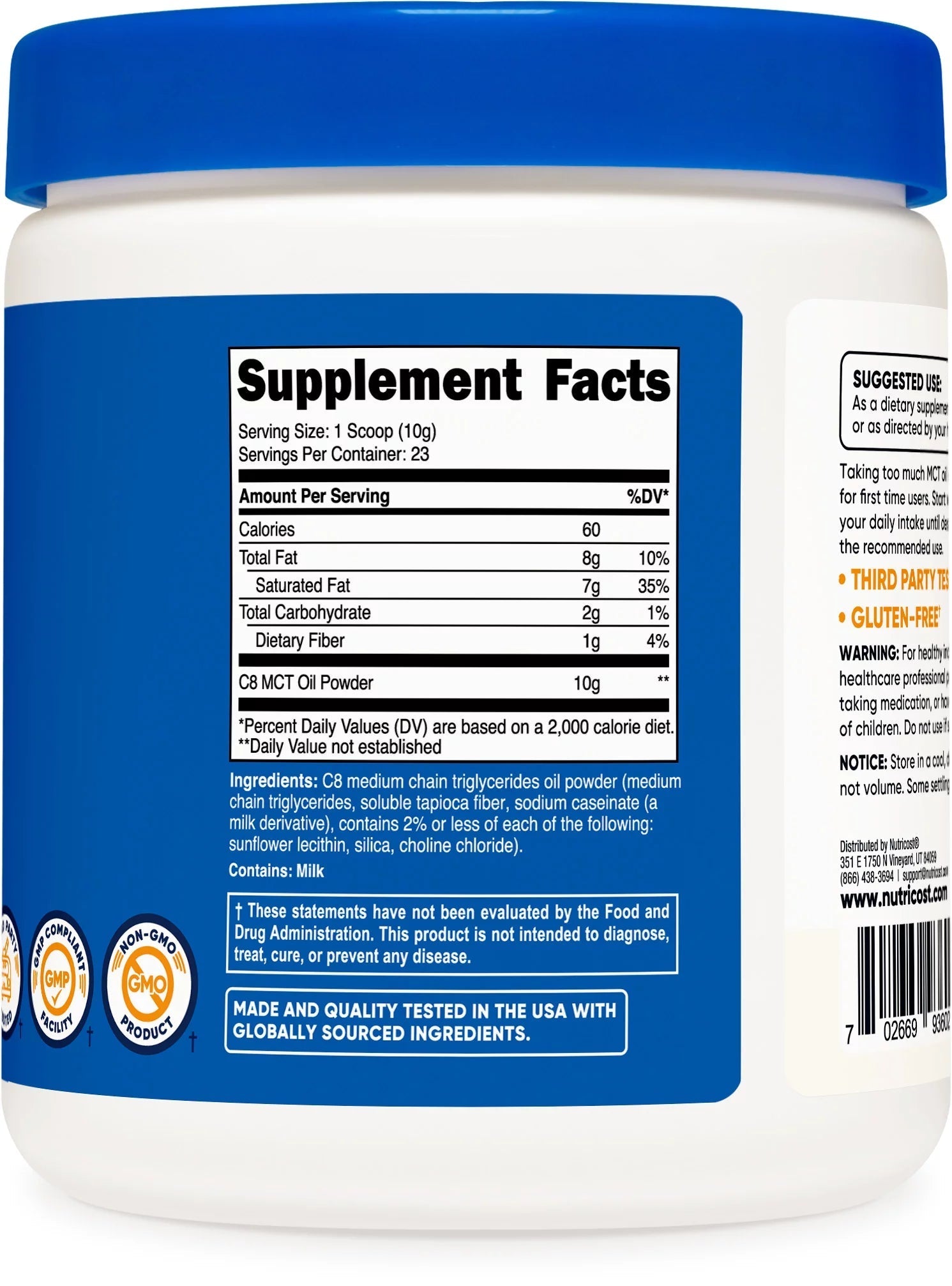 C8 MCT Oil Powder .5LB   95% C8 MCT Oil Powder Supplement