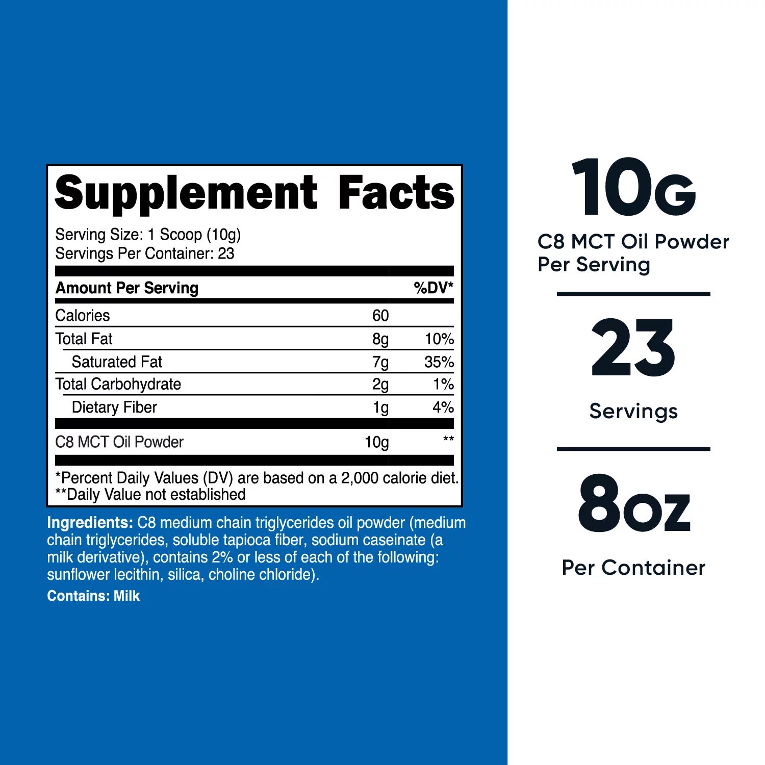 C8 MCT Oil Powder .5LB   95% C8 MCT Oil Powder Supplement