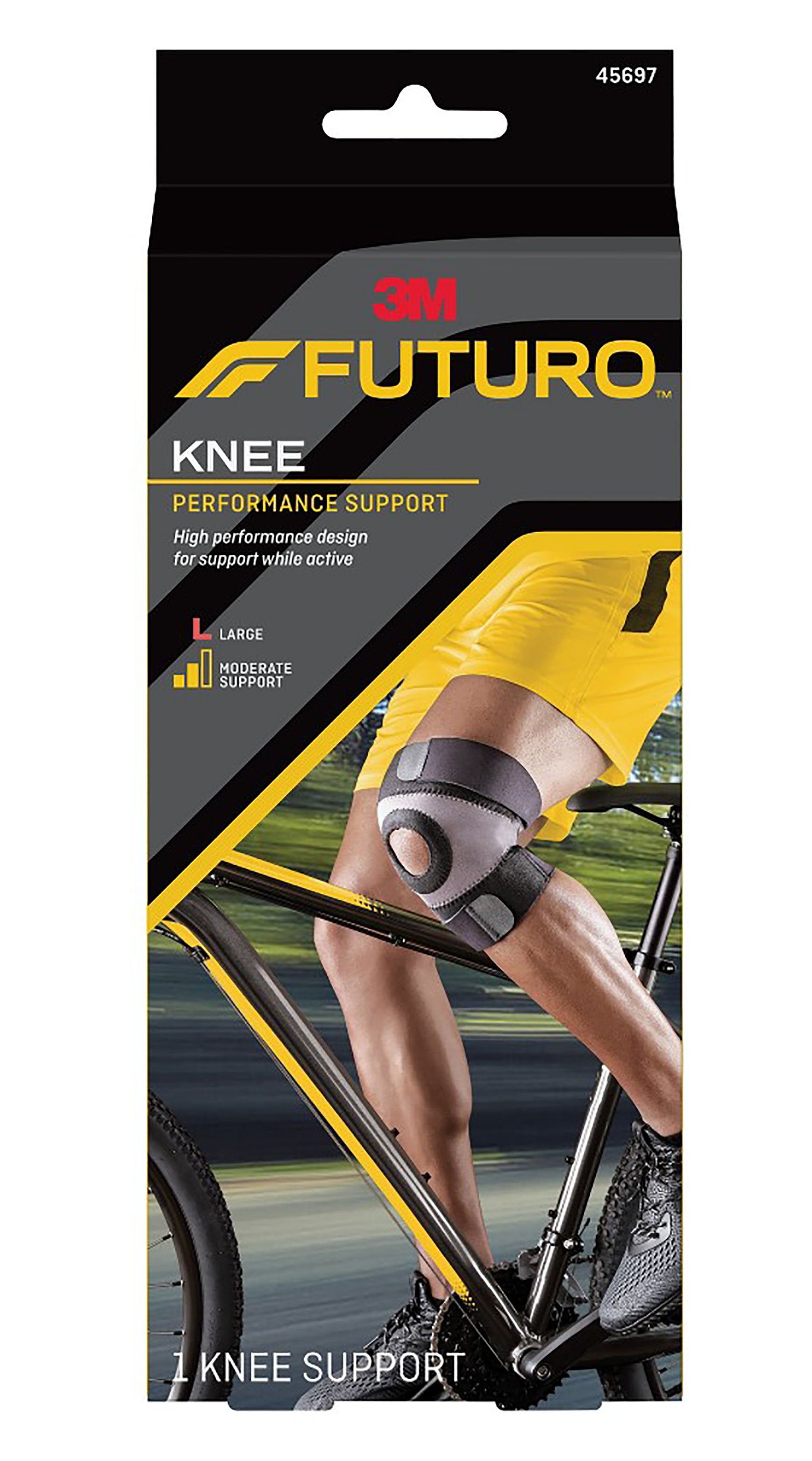 Knee Brace 3M Futuro Sport Moisture Control Large Pull-On / Hook and Loop Strap Closure 17 to 19 Inch Knee Circumference Left or Right Knee