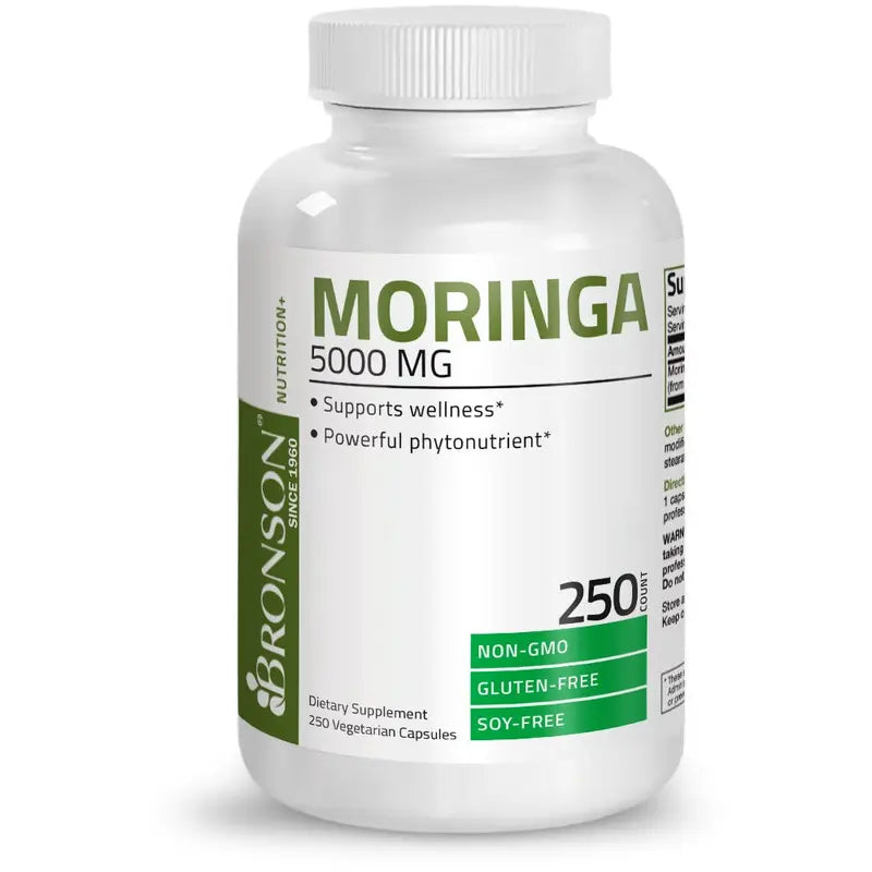Bronson Moringa Oleifera 5000 Mg Powder Capsules Extra High Potency 50:1 Extract Energizing Superfood Antioxidant Healthcare Dietary Supplement