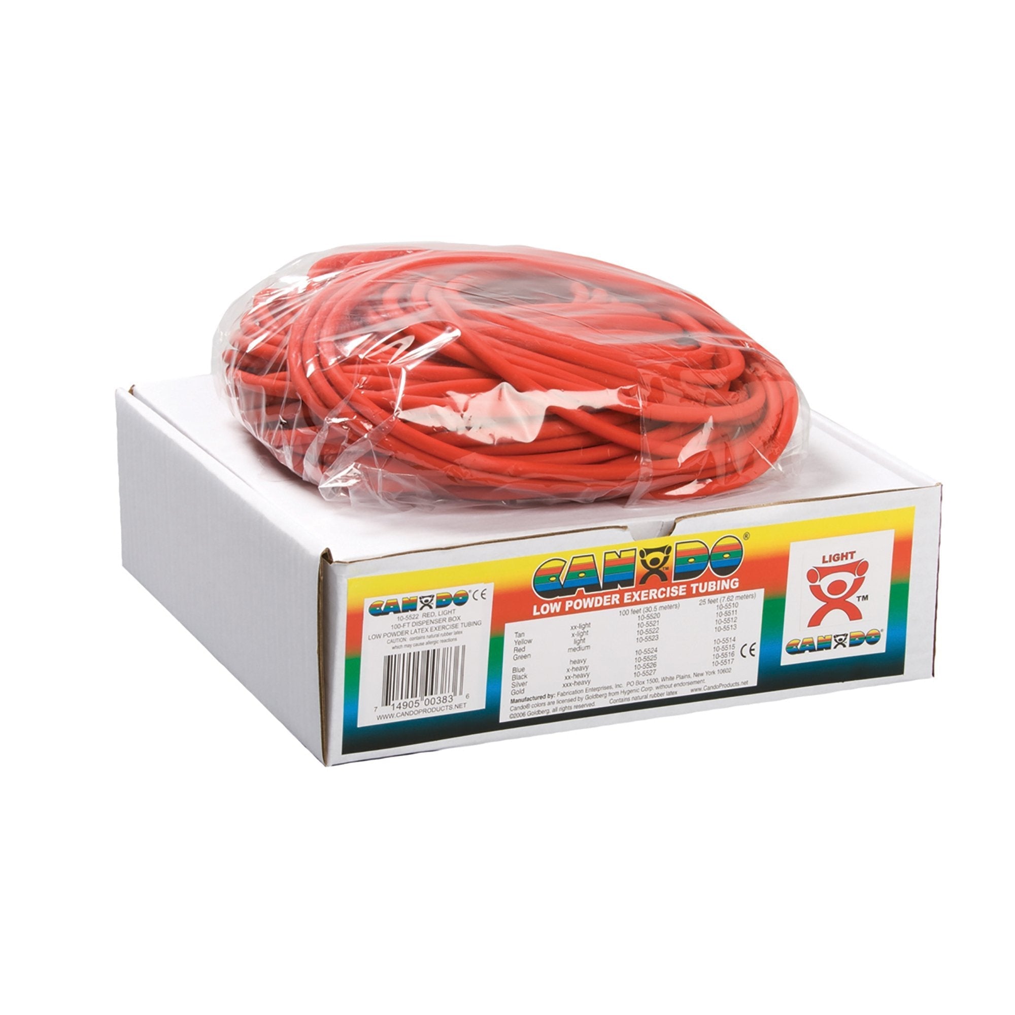 Exercise Resistance Tubing CanDo Low Powder Red 100 Foot Length Light Resistance
