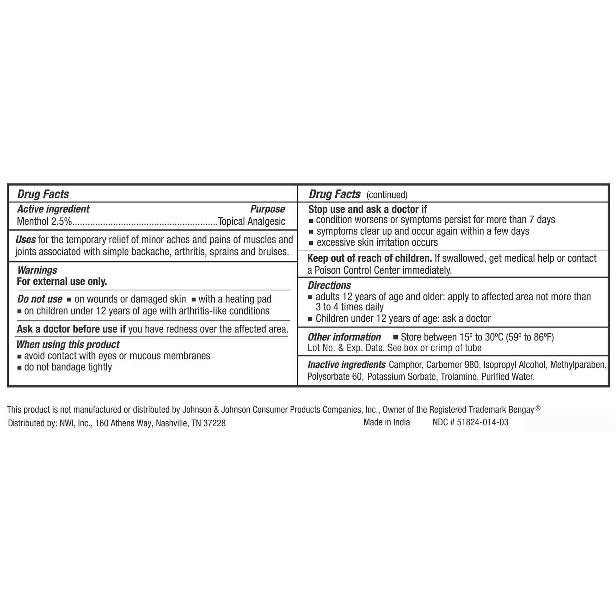 careall menthol topical pain relief 3 ounce tube careall muscle and joint topical pain relief mk838875ea