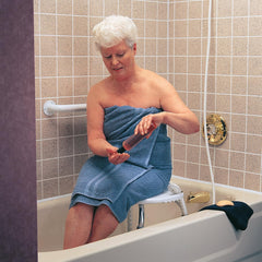 Bath and shower seat with height control