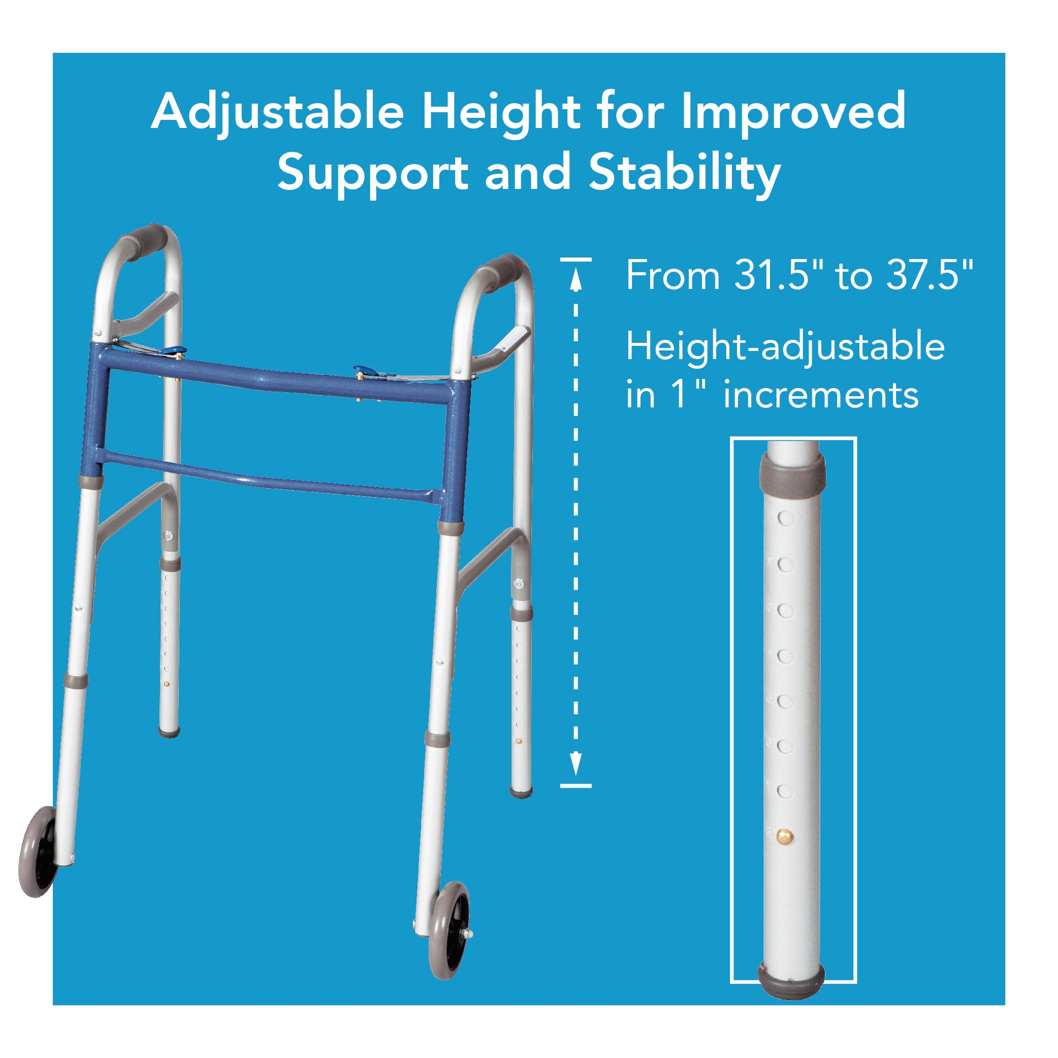 carex classics dual button walker with wheels