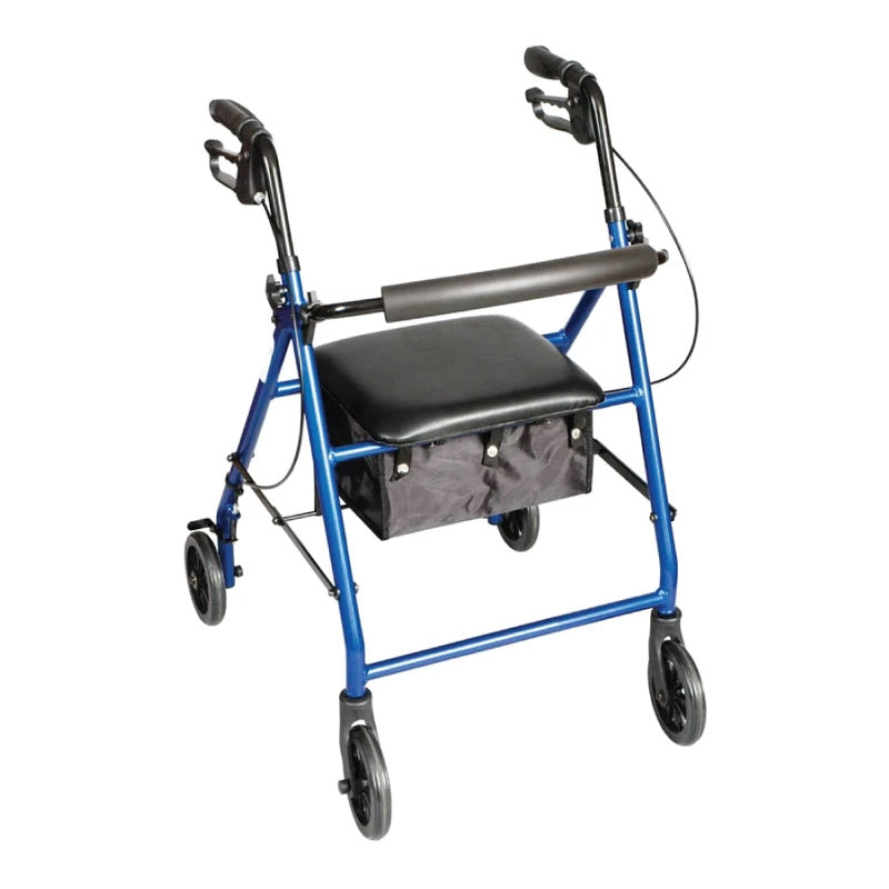 Carex Aluminium Rolling Walker For Seniors and Elders, Wheel size 6 inch With Height Adjustable 30" to 36", Weight Capacity 300lbs, Blue Color, FGA335770000
