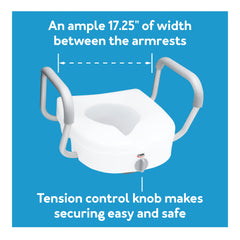 Carex E-Z Lock Raised Toilet Seat W/ Adjustable Armrests