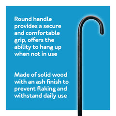 Round Handle 1" Wood Cane, Walnut