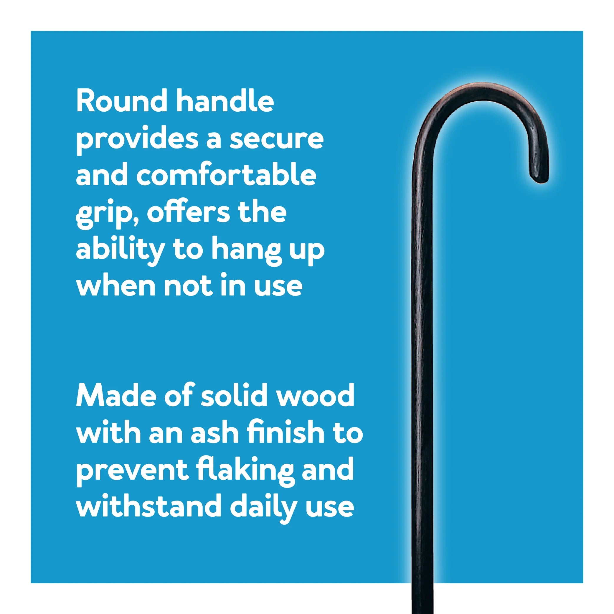 Round Handle 1" Wood Cane, Walnut
